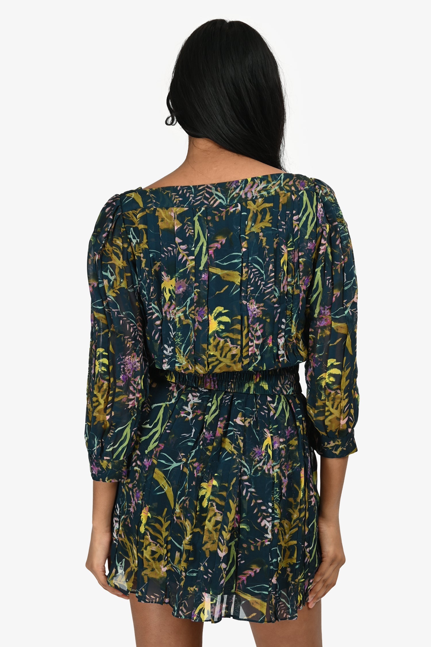 Diane von Furstenberg Green Silk Floral Print Mini Dress With Belt Size 2