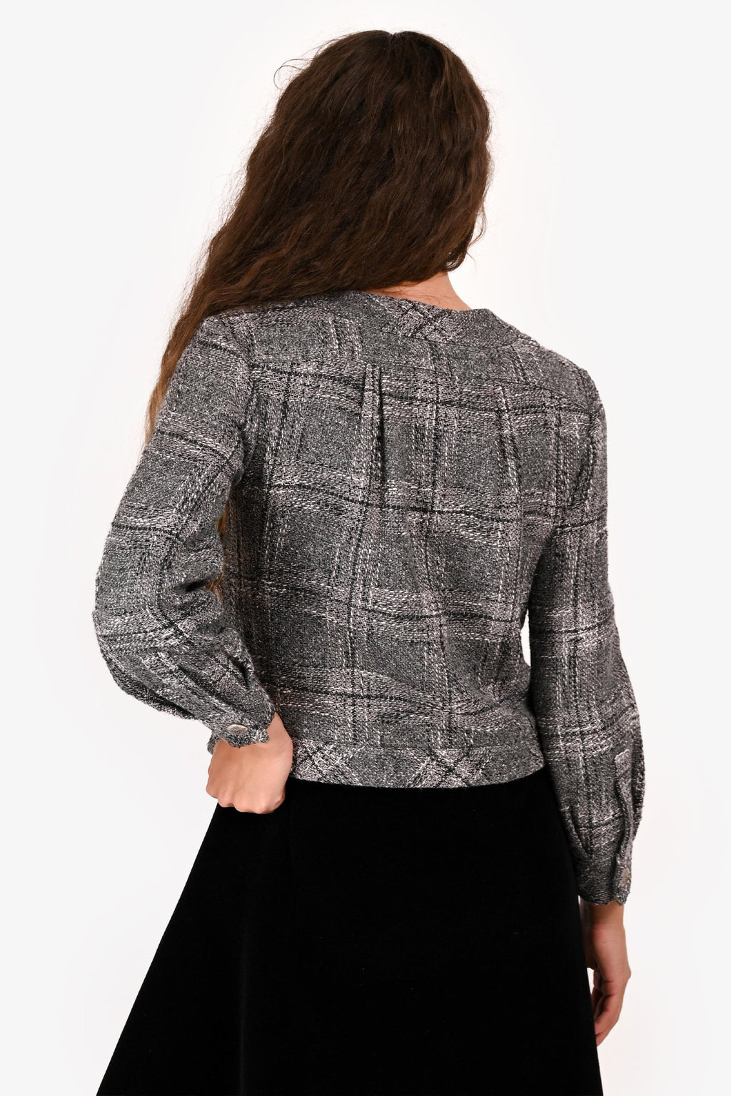 Pre-Loved Chanel™ 2019 Grey Ruffled Tweed Jacket Size 34