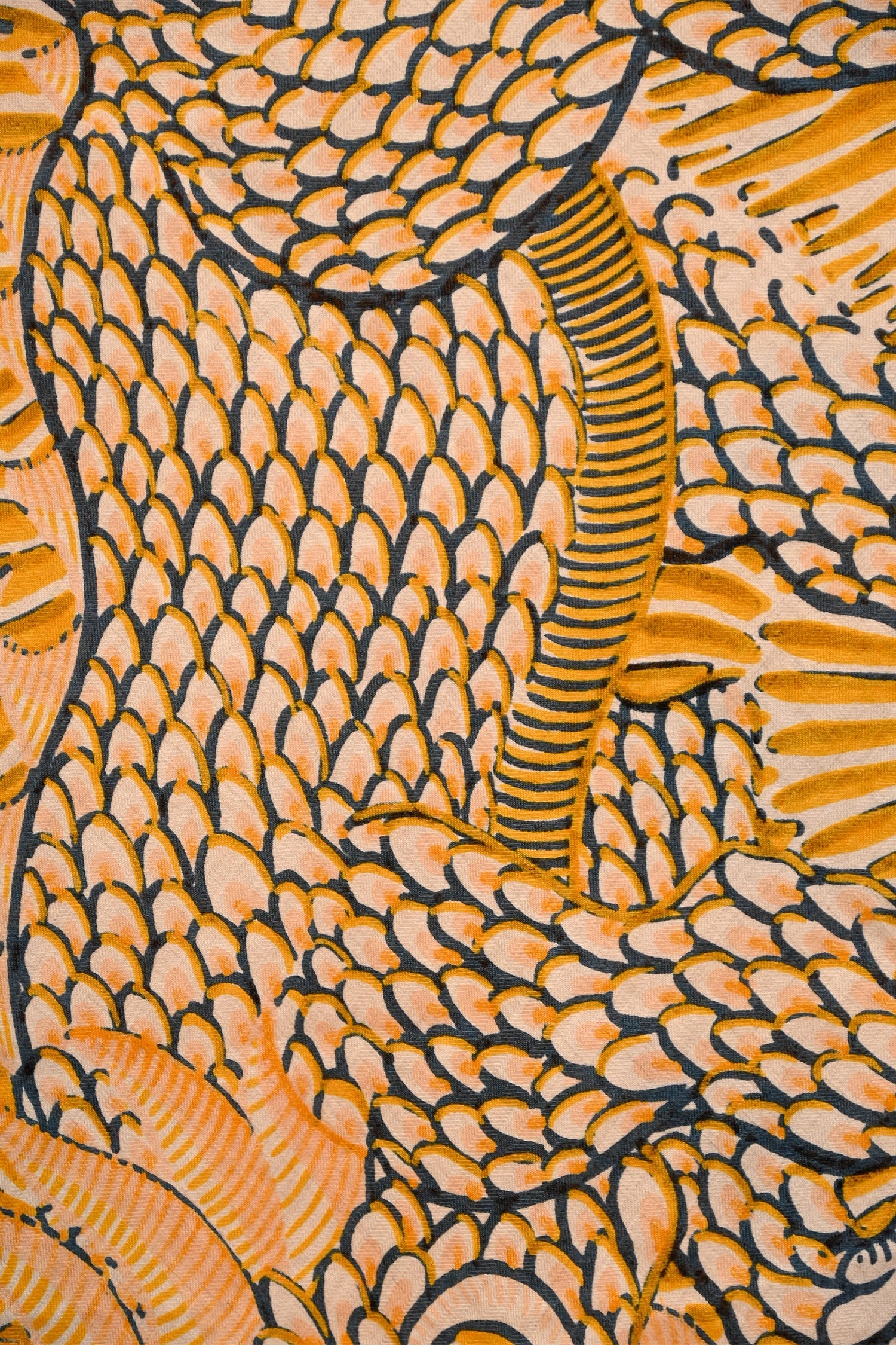 Hermès Yellow/Navy Cashmere 'Jan Bajtlik' Triangle Scarf