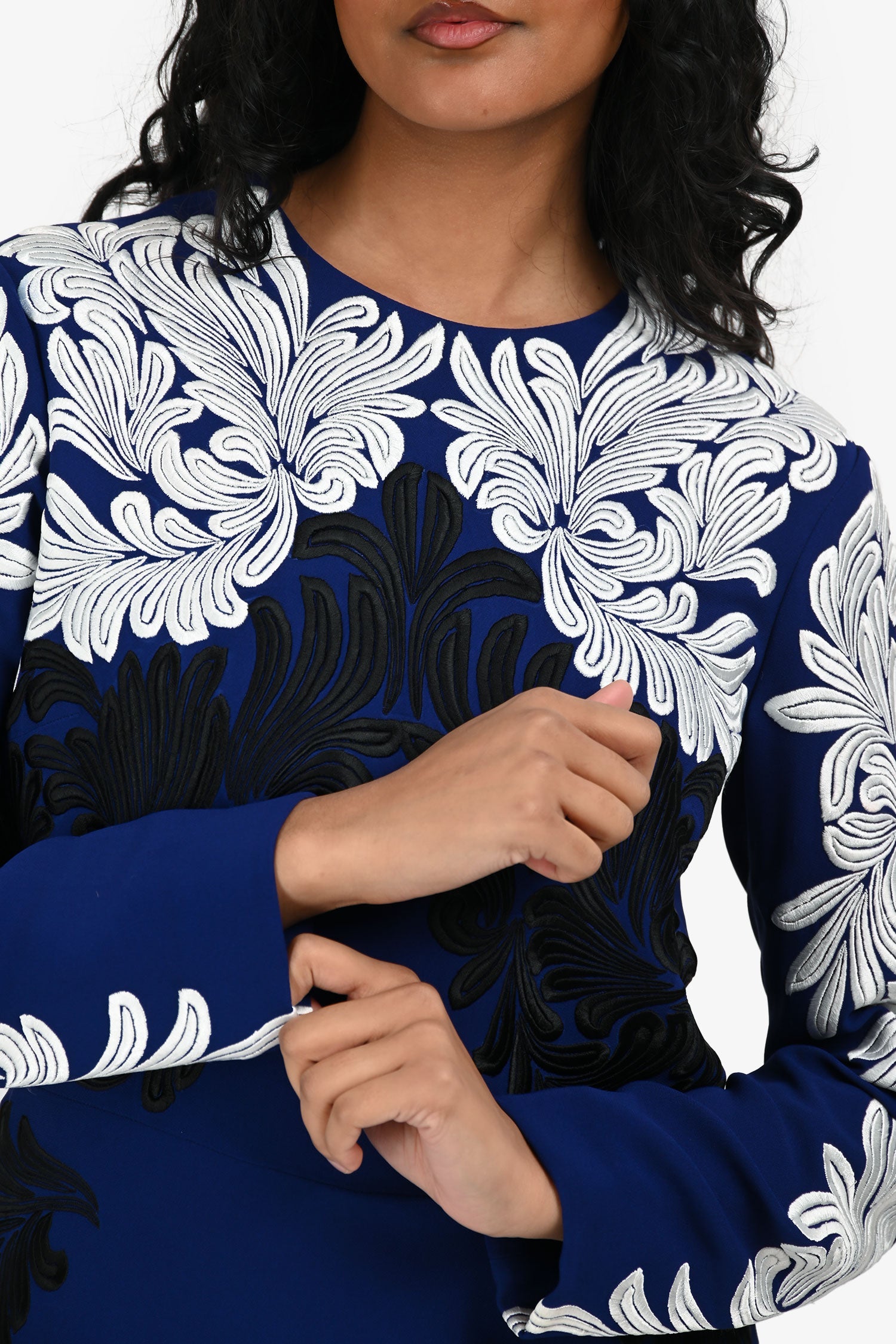 Stella McCartney Blue/White Embroidered Long Sleeve Top Size 38