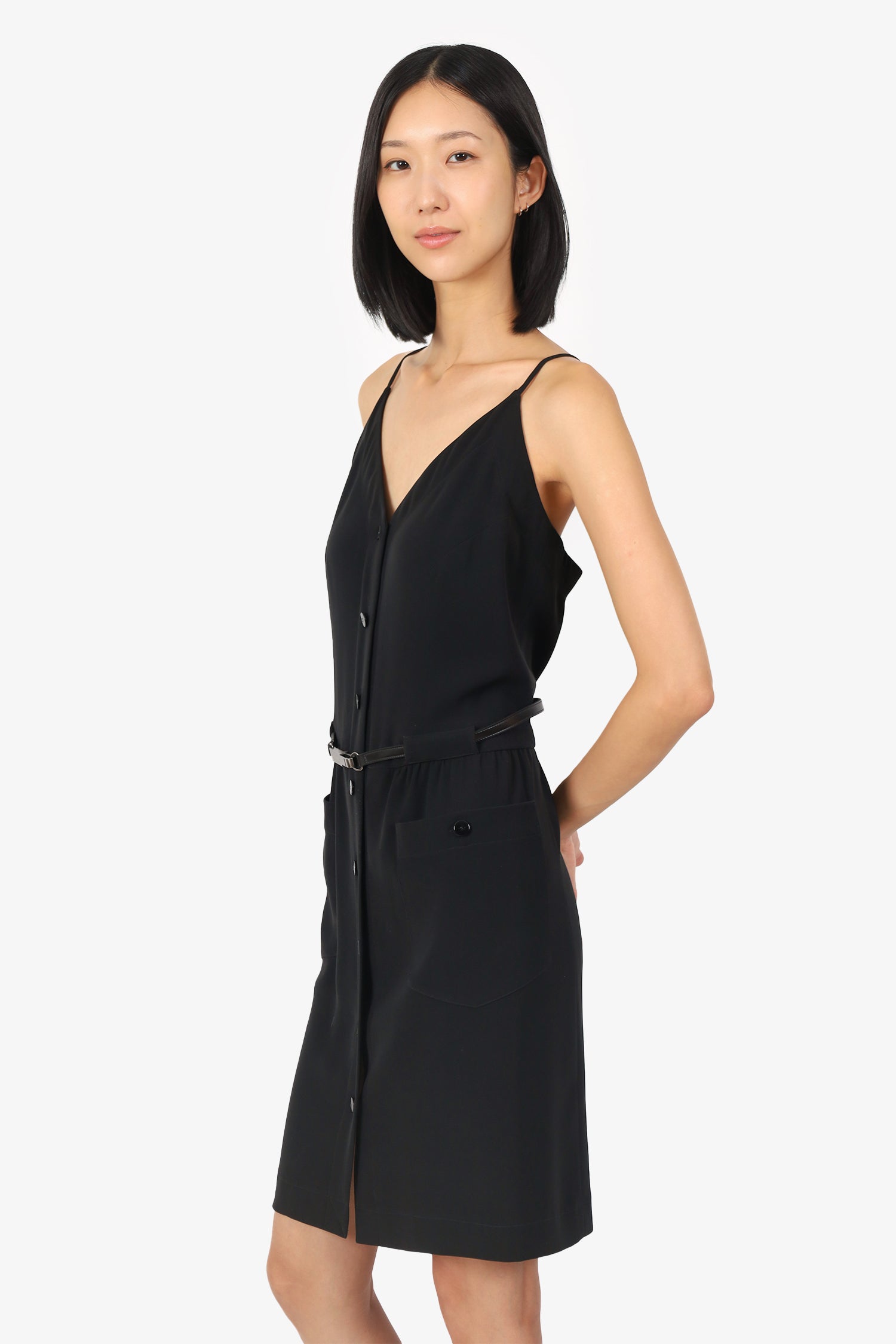 Pre-Loved Chanel™ 00A Black Belted Sleeveless Mini Dress Size 42