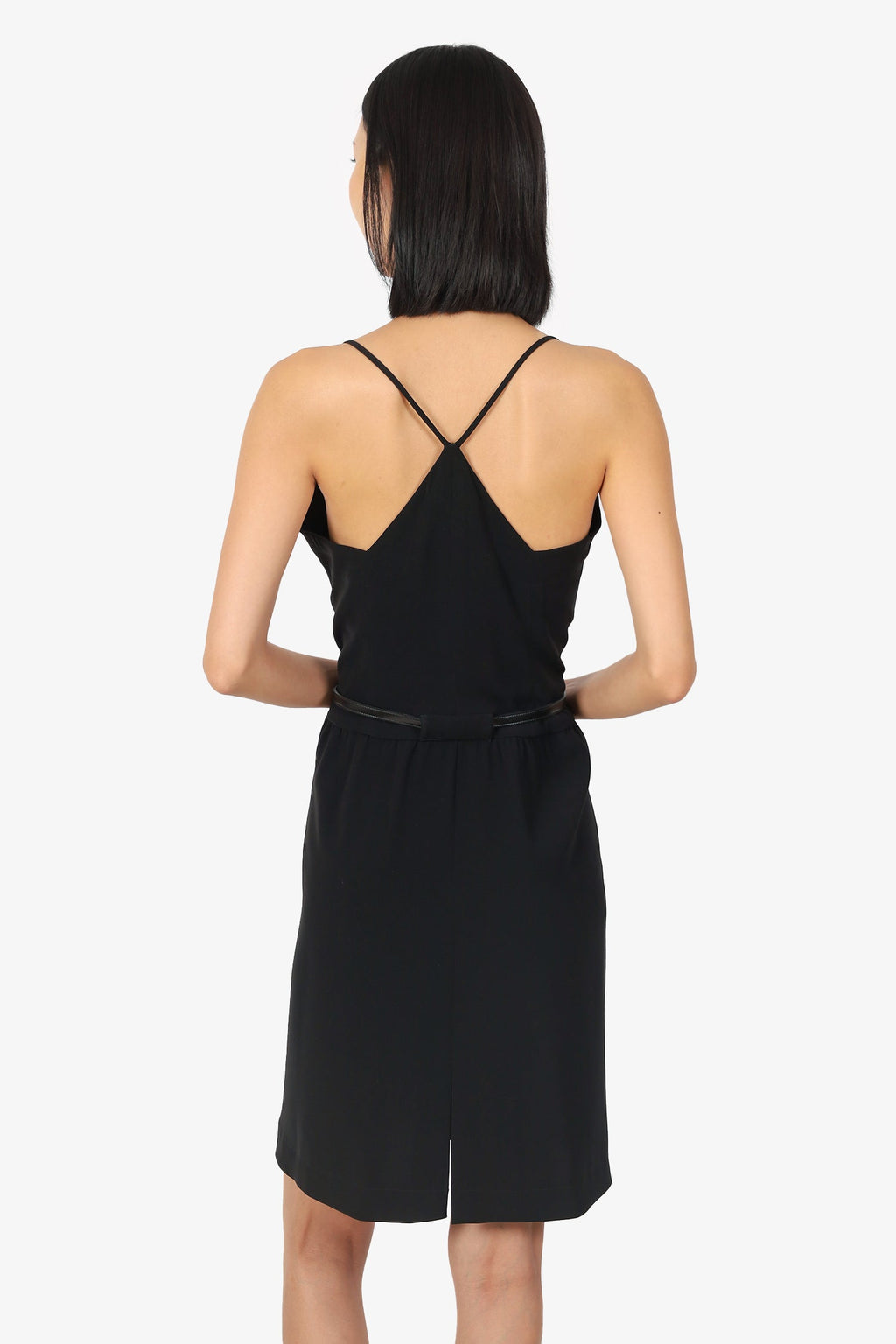 Pre-Loved Chanel™ 00A Black Belted Sleeveless Mini Dress Size 42