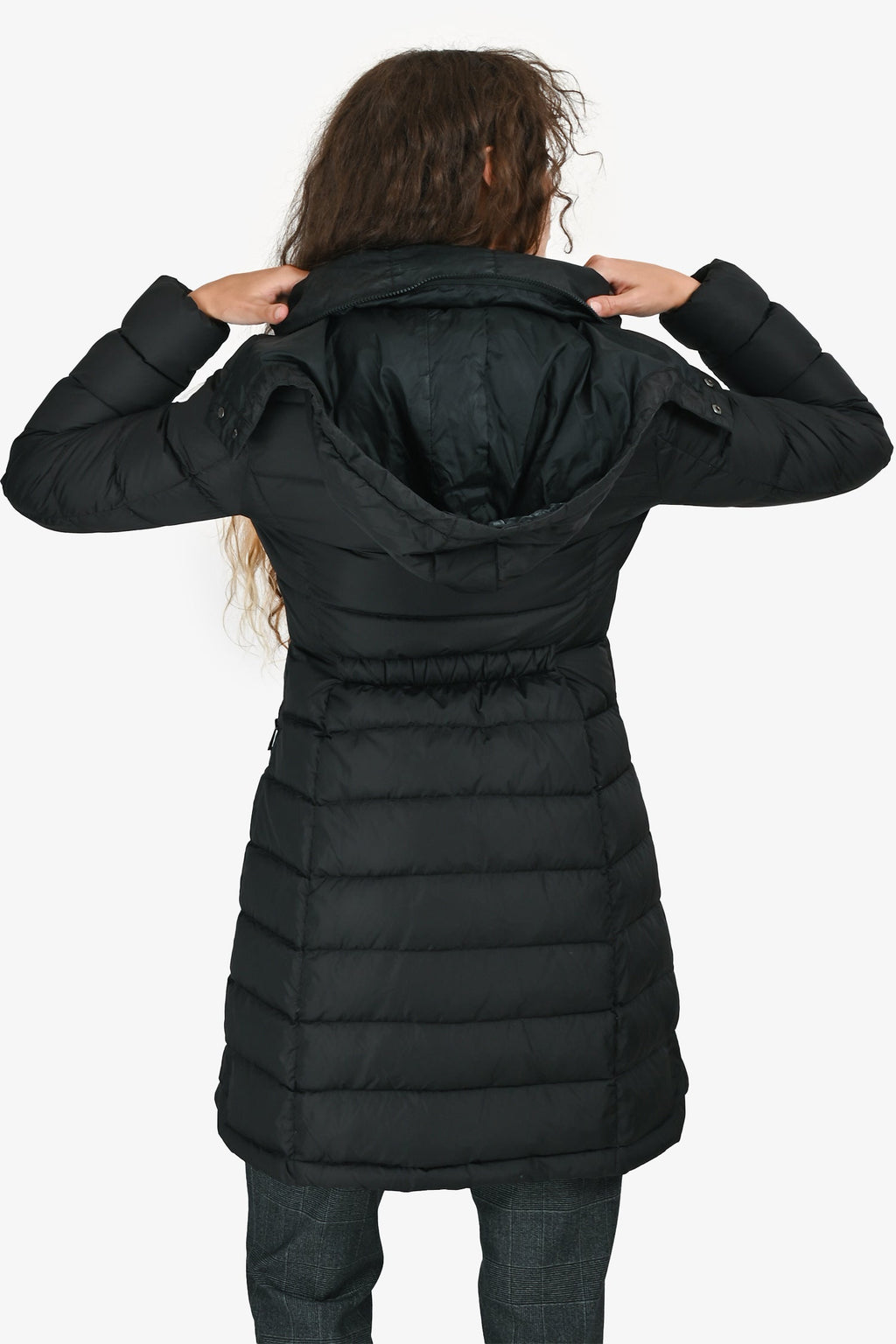 Moncler Black Midi Hooded Down Jacket Size 1