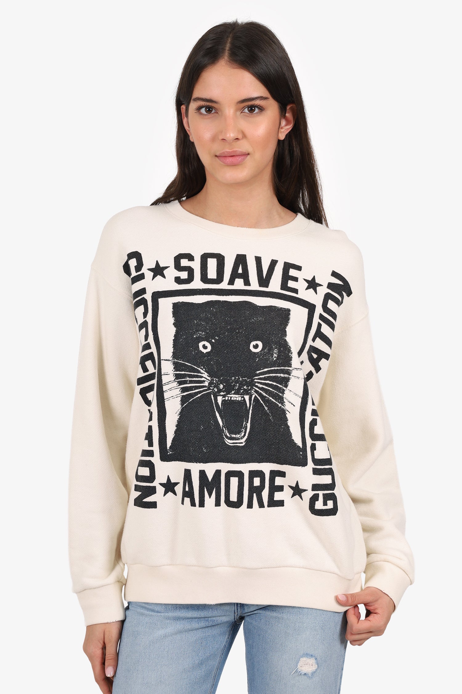 Gucci Cream Cat Sweatshirt Size S