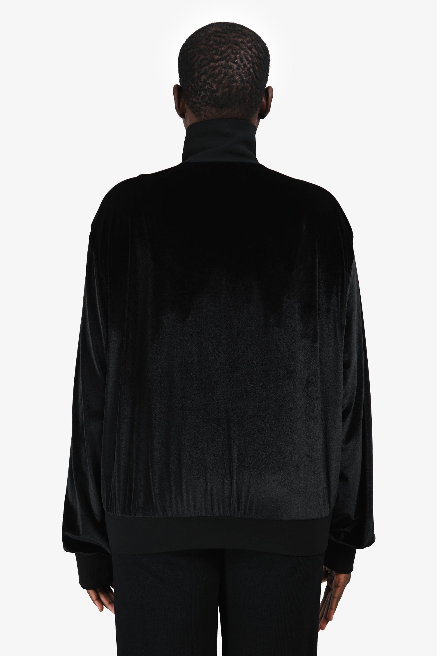 Versace Black Velvet Medusa Logo Embroidered Zip Up Hoodie Size XL