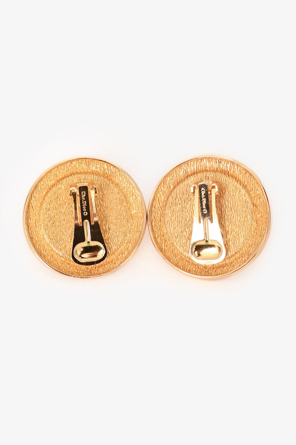 Christian Dior Gold Tone Metal/Faux Pearl Ear Clips