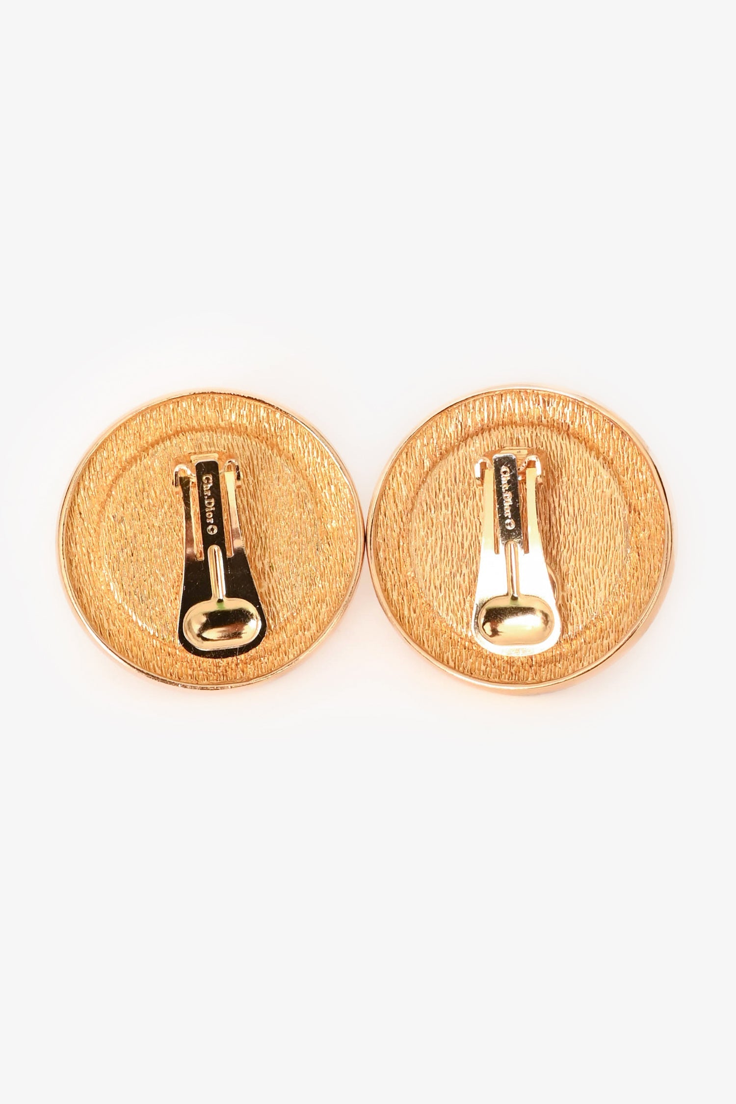 Christian Dior Gold Tone Metal/Faux Pearl Ear Clips