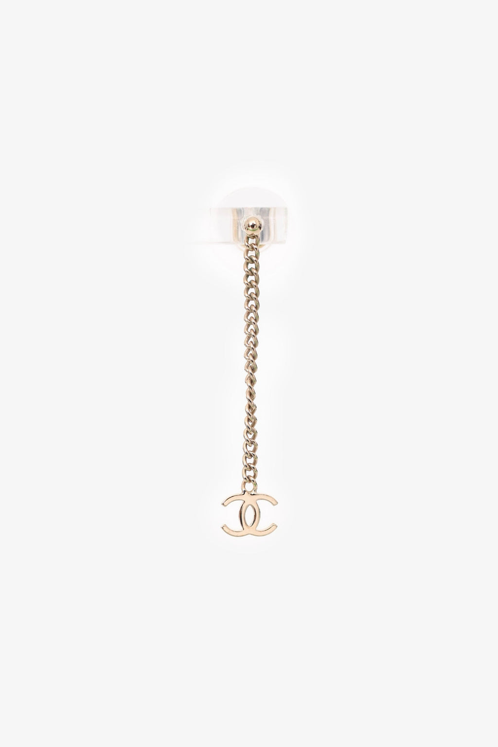 Pre-Loved Chanel™ Gold Tone Metal CC Chain Ear Pendants