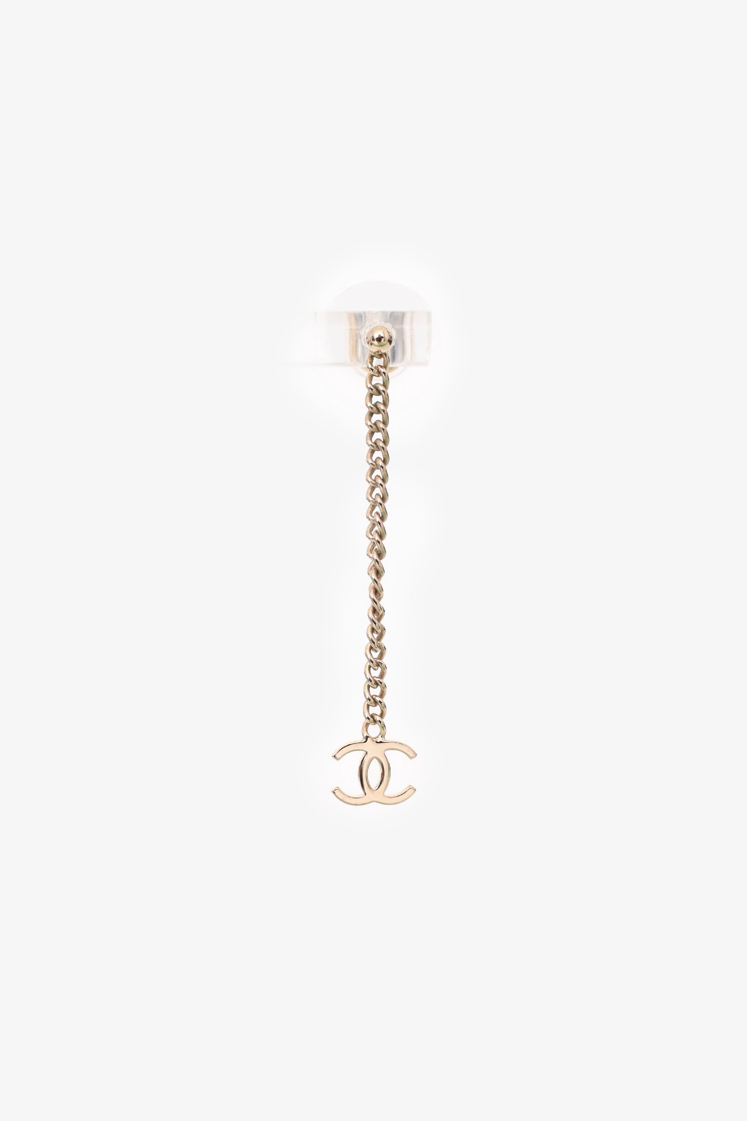 Pre-Loved Chanel™ Gold Tone Metal CC Chain Ear Pendants