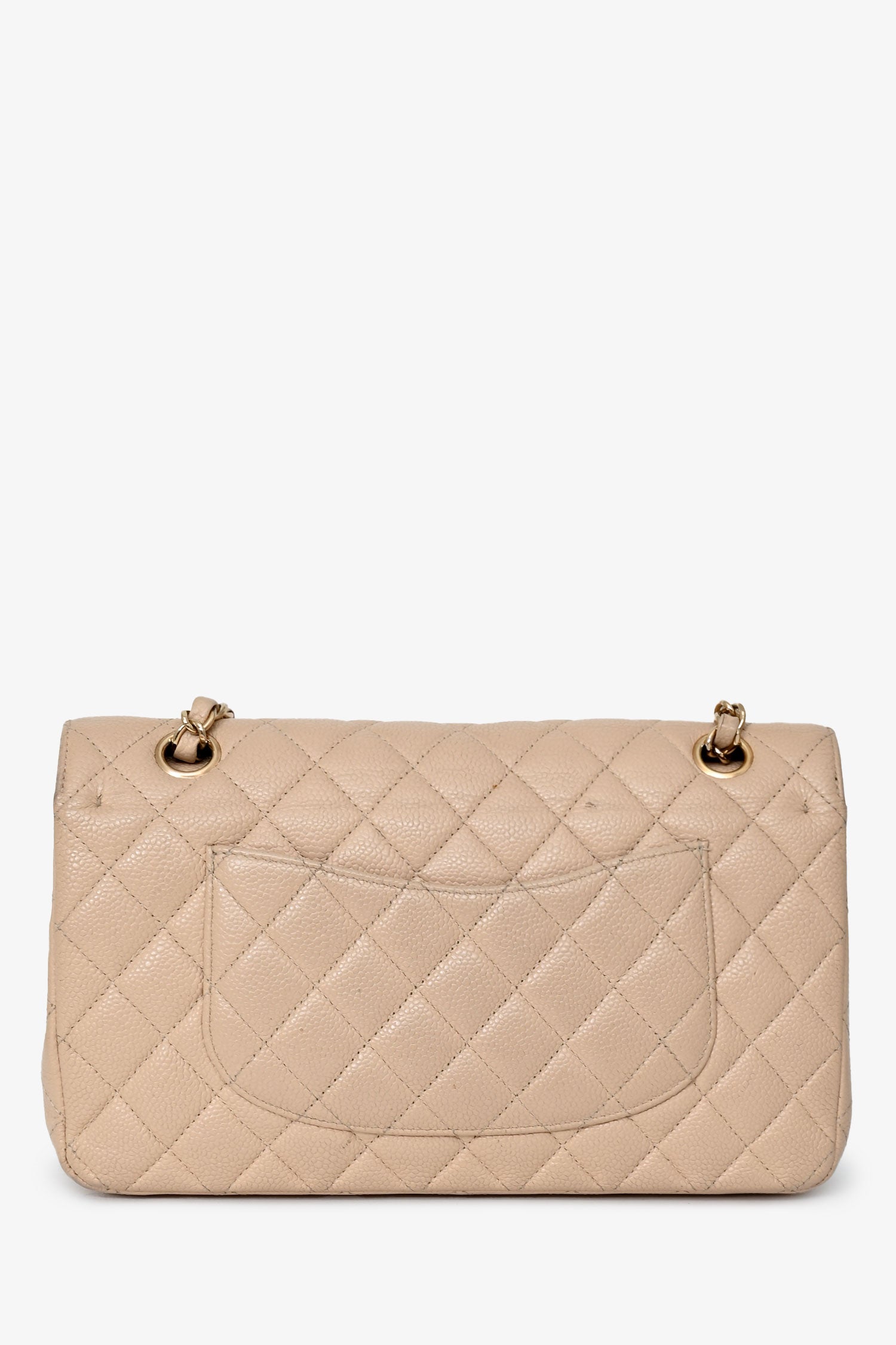Pre-Loved Chanel™ 2009-10 Beige Caviar Leather Medium Double Flap