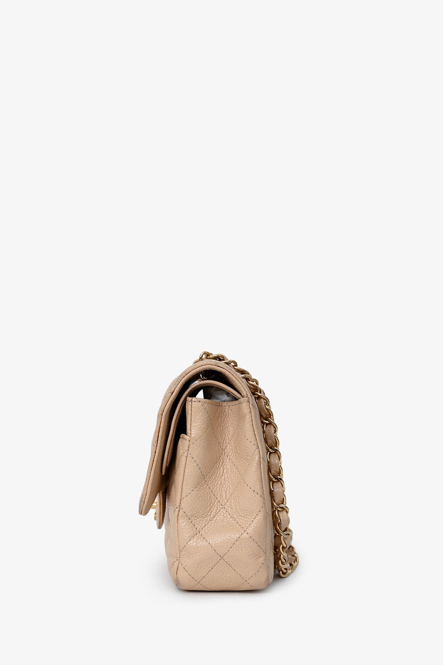 Pre-Loved Chanel™ 2009-10 Beige Caviar Leather Medium Double Flap
