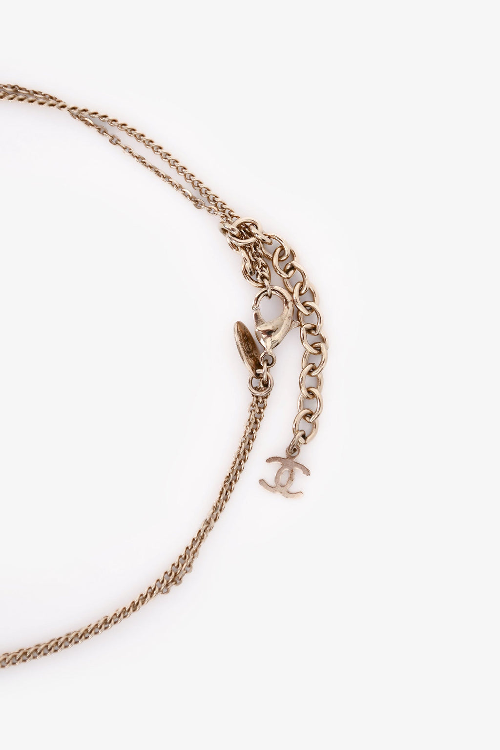 Pre-Loved Chanel™ Gold Toned Pink CC Pearl Pendant Necklace