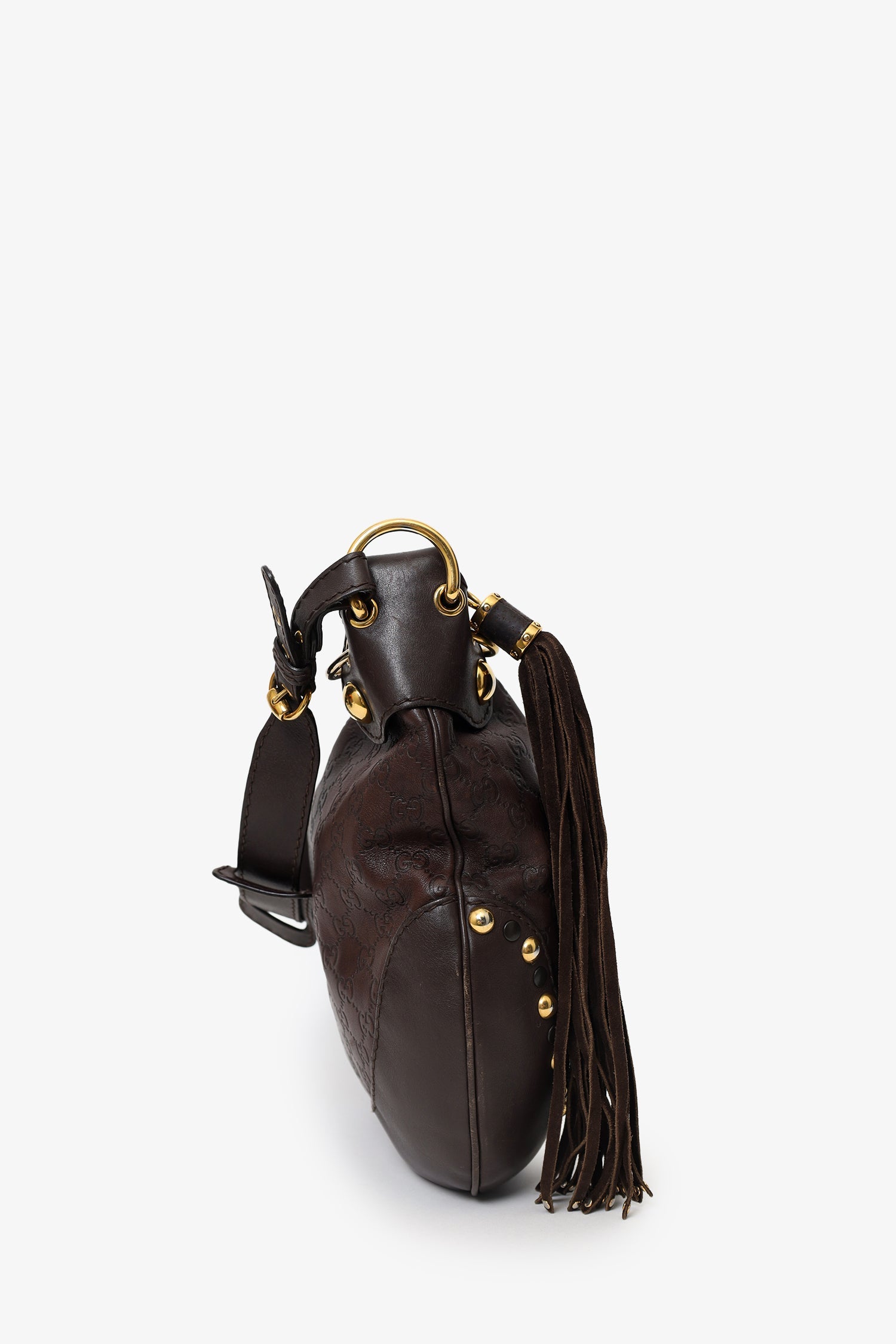 Gucci Brown Leather Babouska Heart Hobo Bag