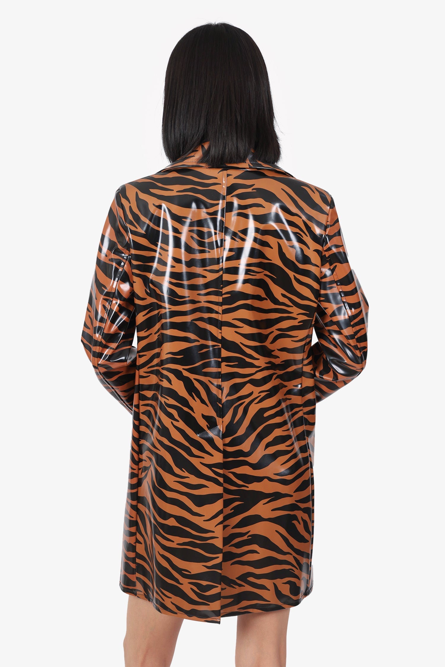 Kwaidan Editions Brown/Black PVC Tiger Print Coat Size 36
