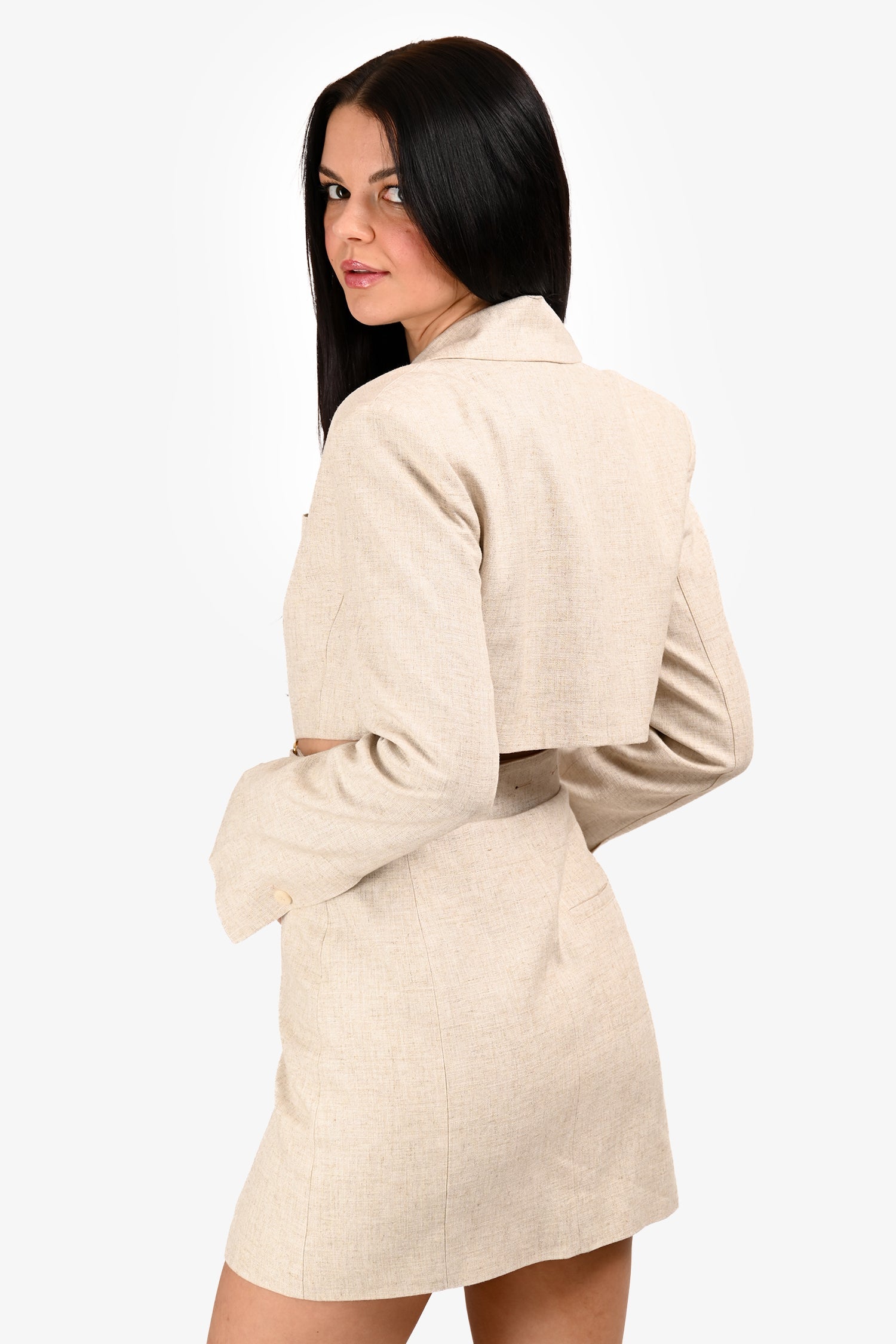 Jacquemus Brown Linen Cut Out Belted Blazer Dress Size 36
