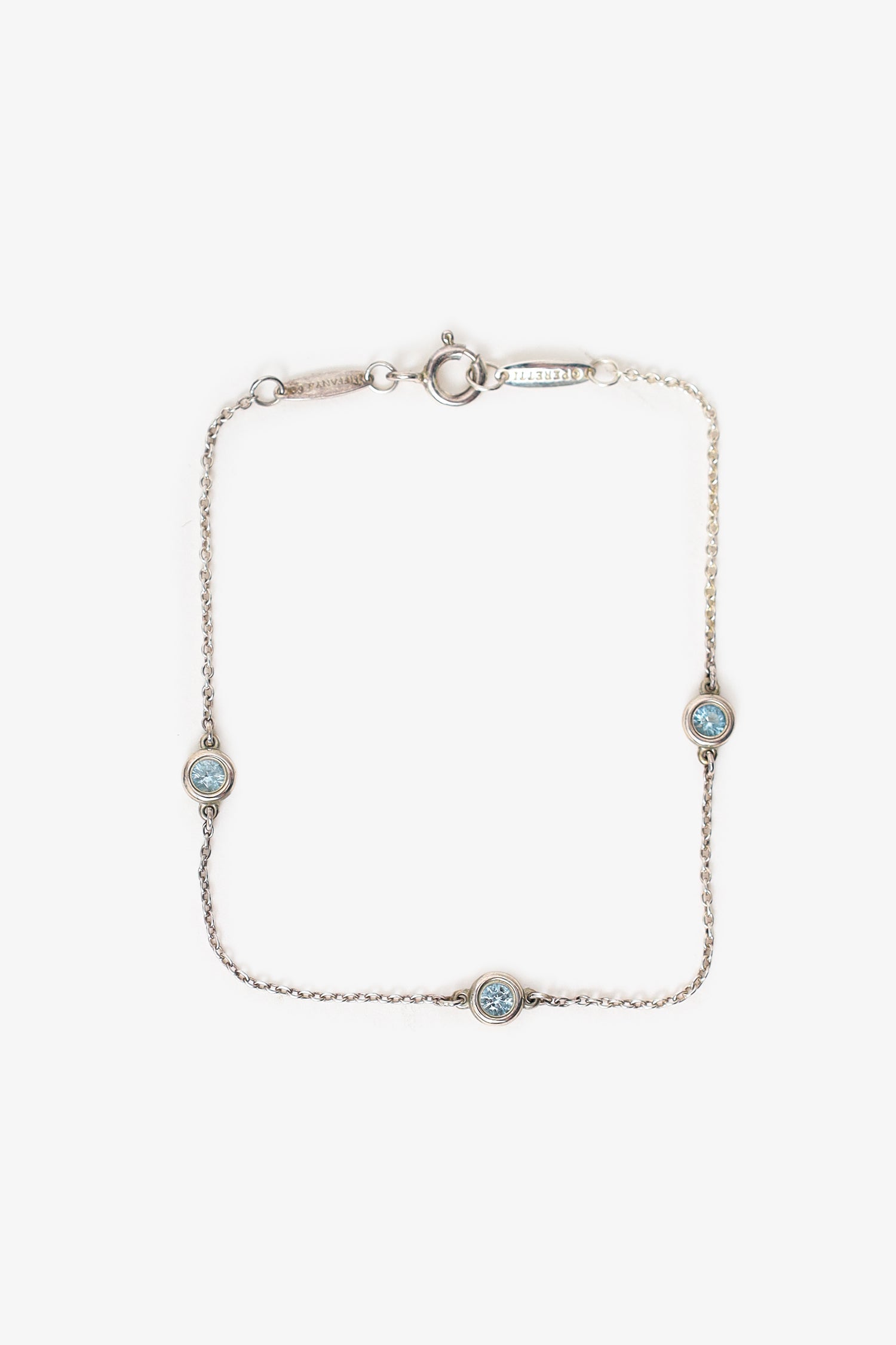 Tiffany & Co. Sterling Silver Aquamarine Elsa Peretti Colour By The Yard Bracelet