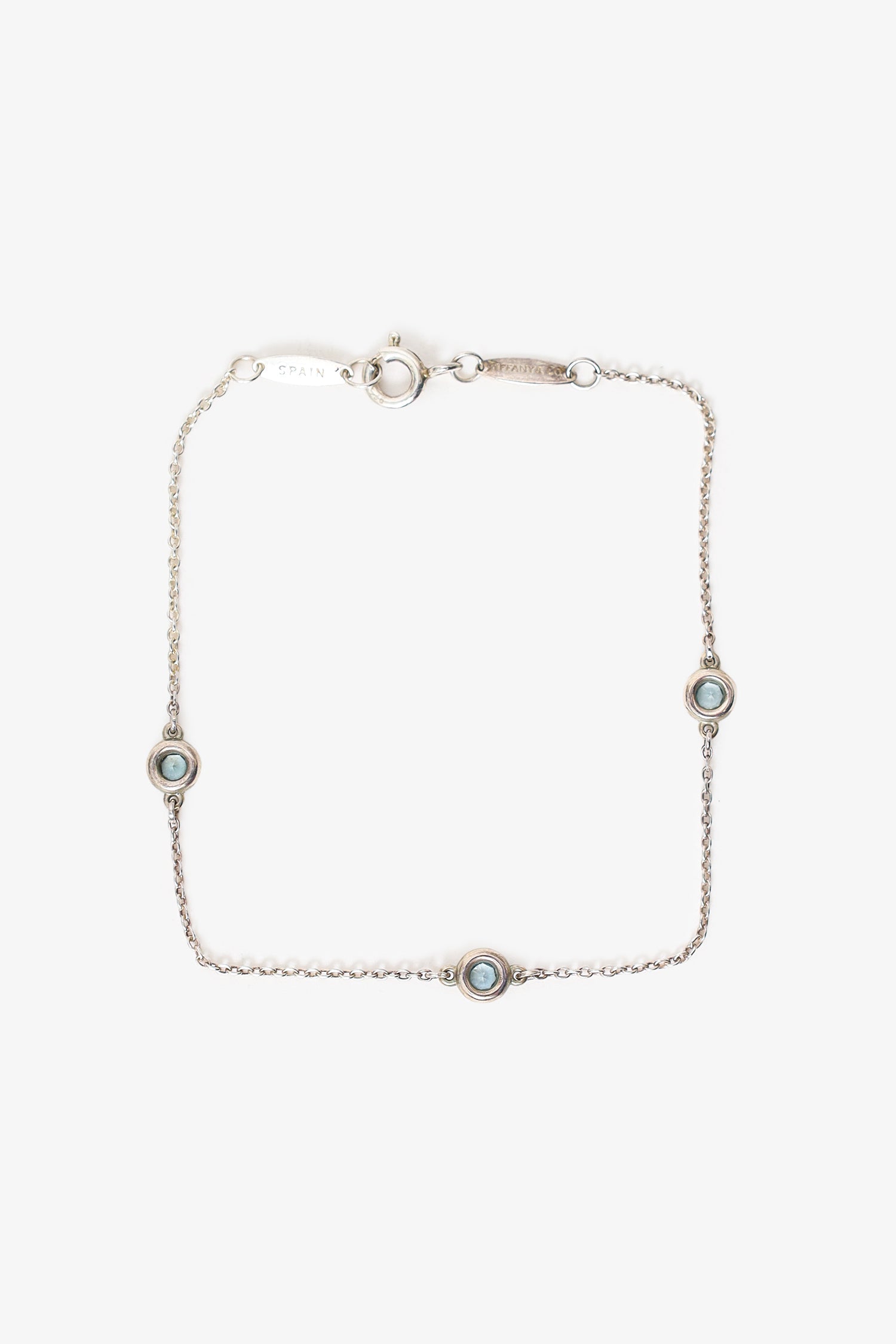 Tiffany & Co. Sterling Silver Aquamarine Elsa Peretti Colour By The Yard Bracelet