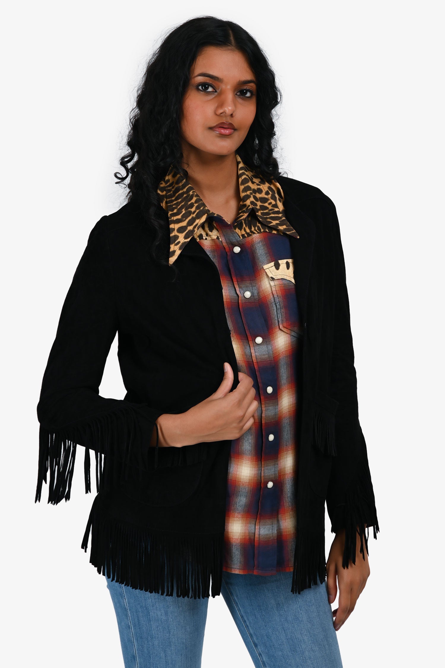 Maje Black Suede Fringe Jacket Size 38