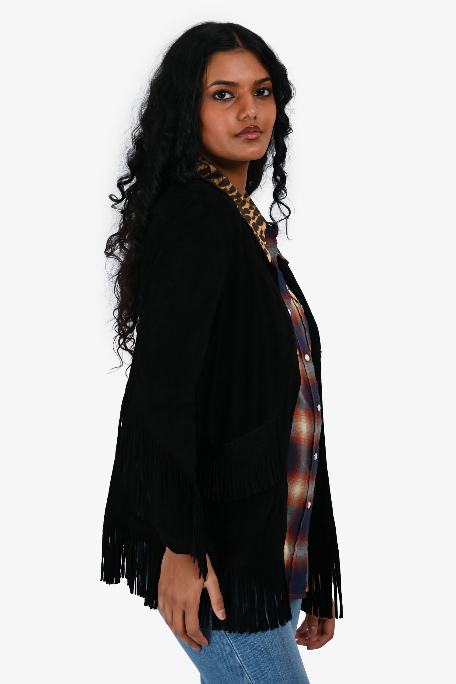 Maje Black Suede Fringe Jacket Size 38