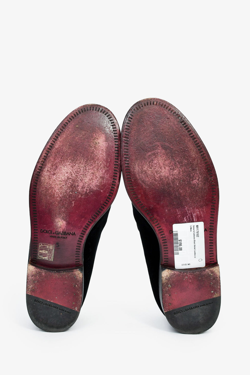 Dolce & Gabbana Black Velvet Loafers Size 5 Mens