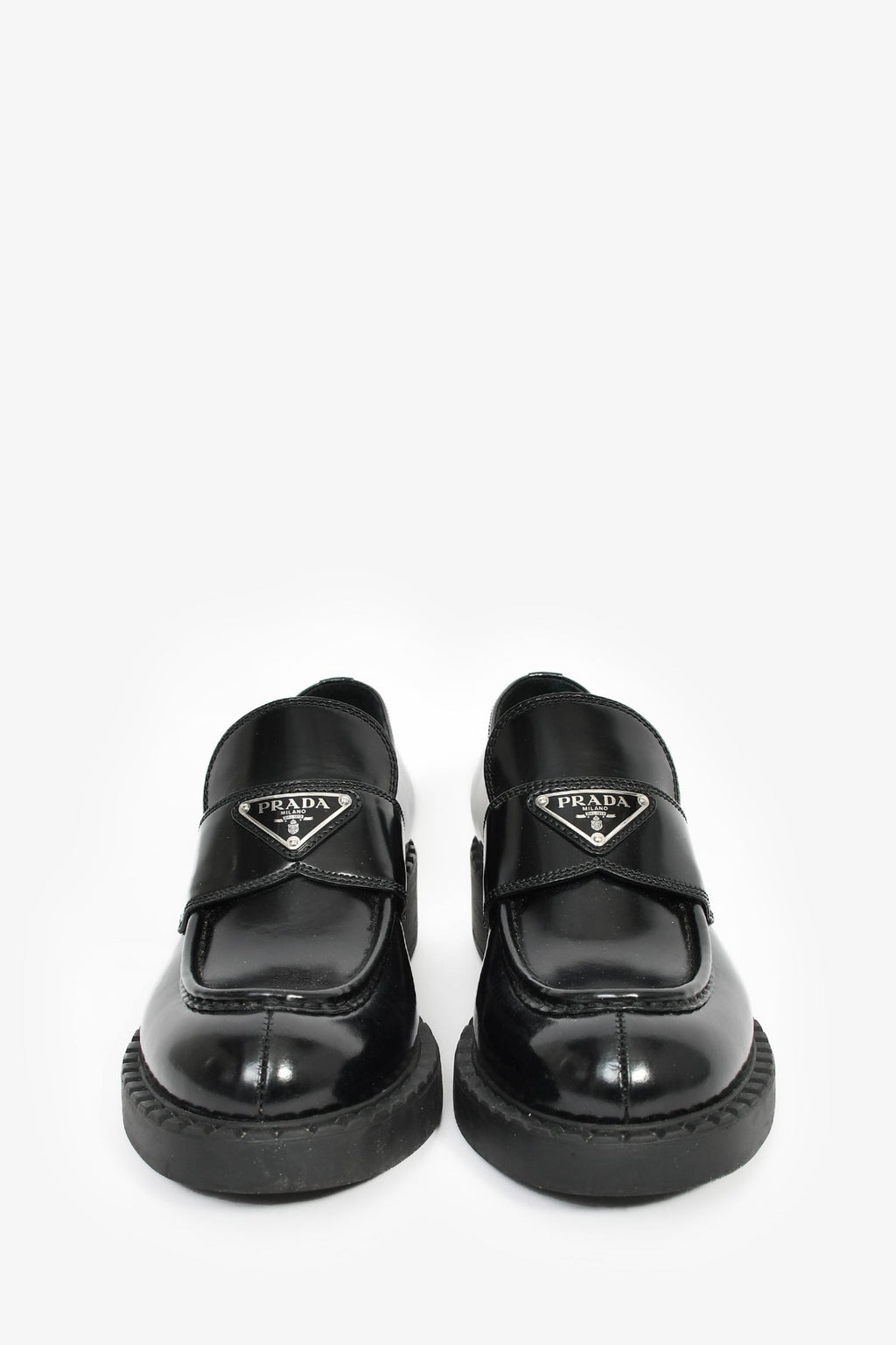 Prada Black Brushed Leather Loafers Size 39