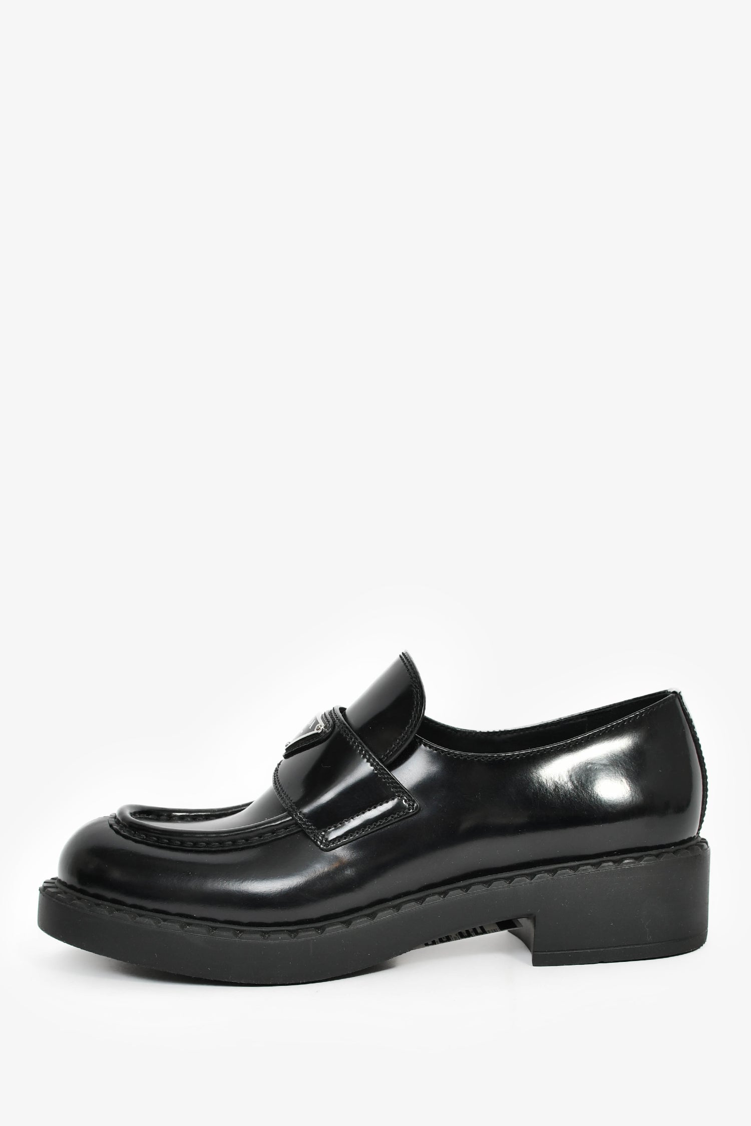 Prada Black Brushed Leather Loafers Size 39