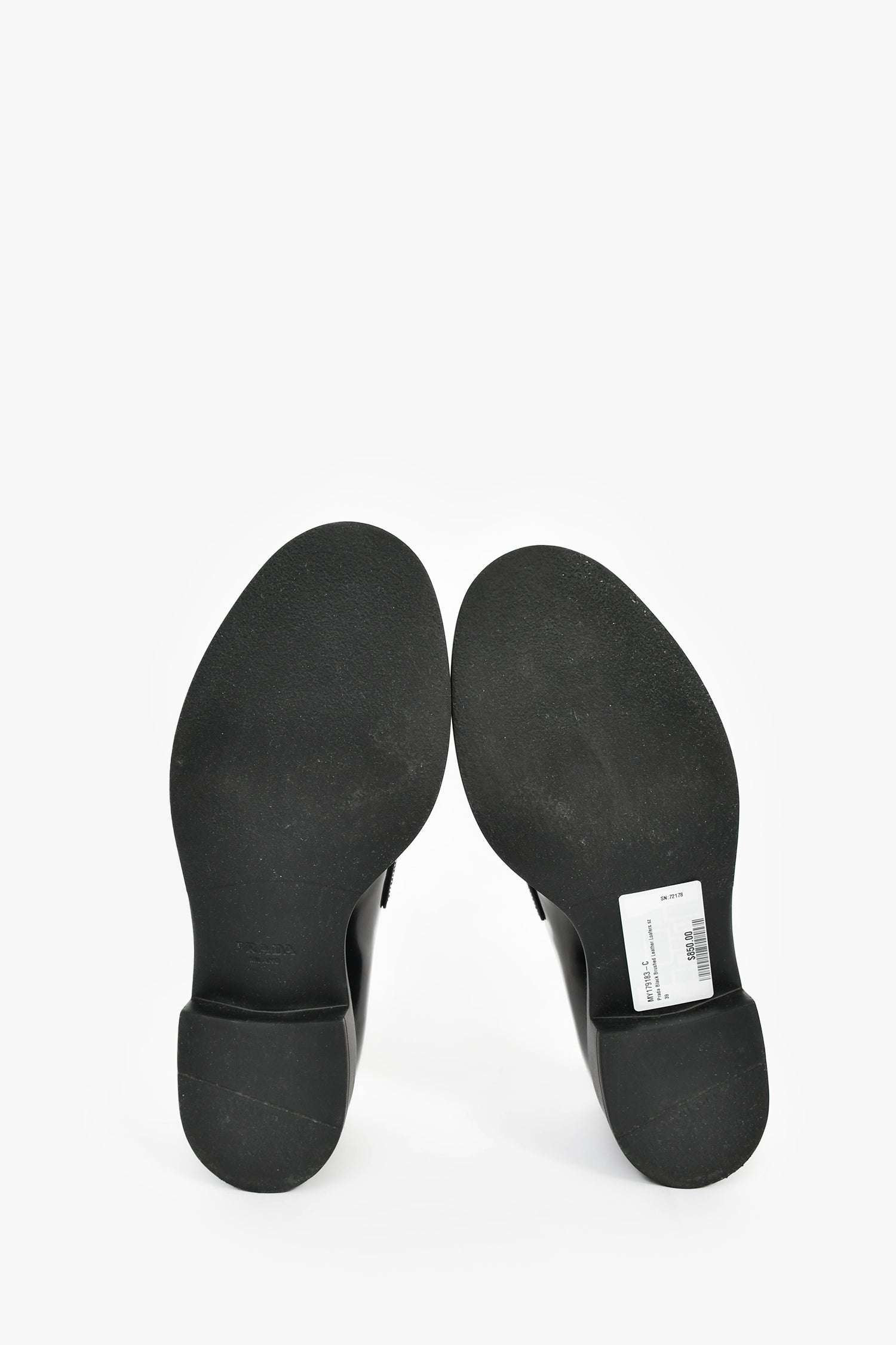 Prada Black Brushed Leather Loafers Size 39