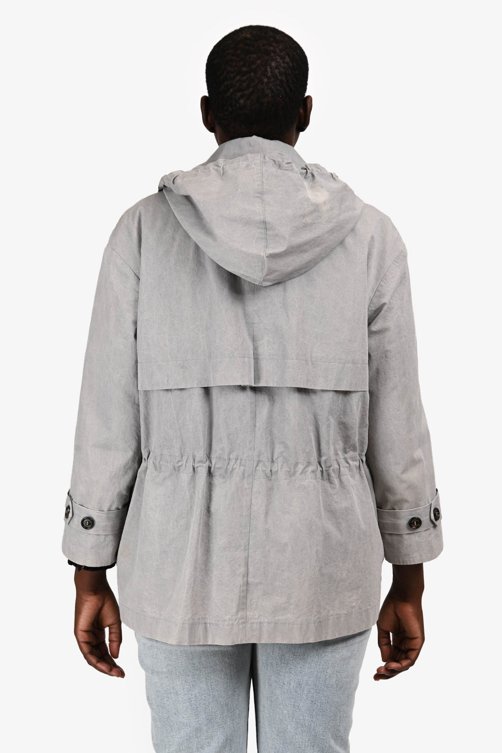 Brunello Cucinelli Grey Cotton Button Lightweight Jacket Size 48