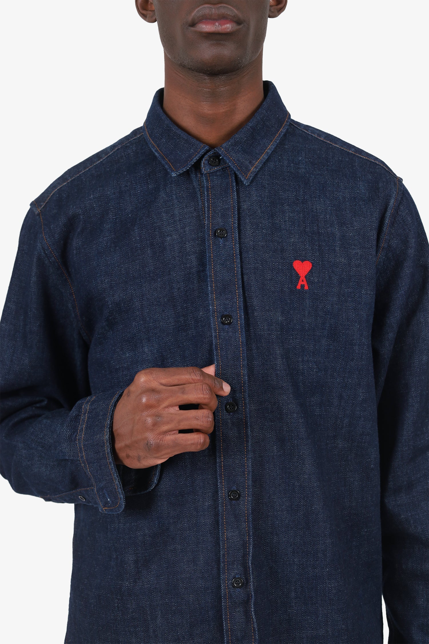 Ami Heart Logo Washed Denim Jacket Size XL