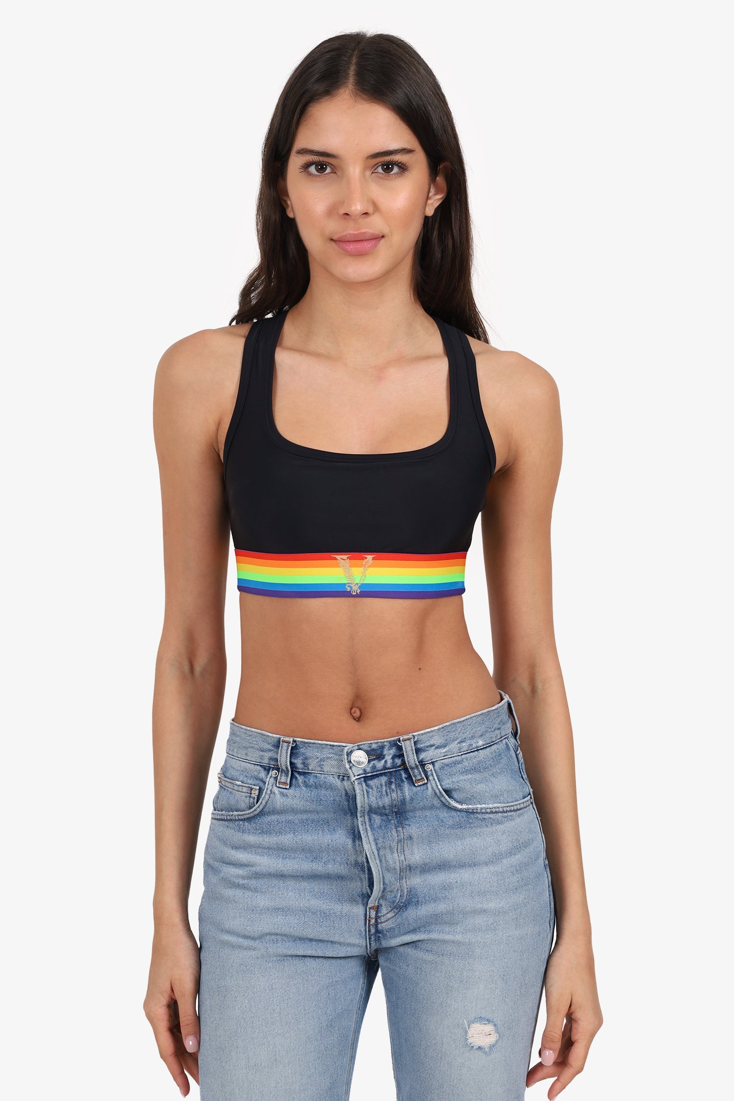Versace Black V-logo Bralette Size 2