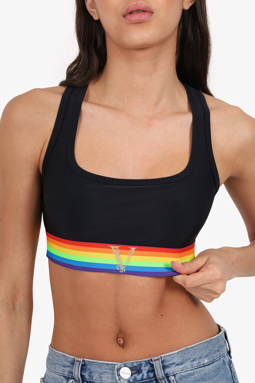 Versace Black V-logo Bralette Size 2