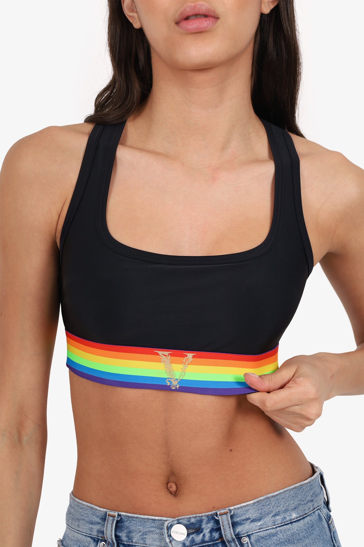 Versace Black V-logo Bralette Size 2