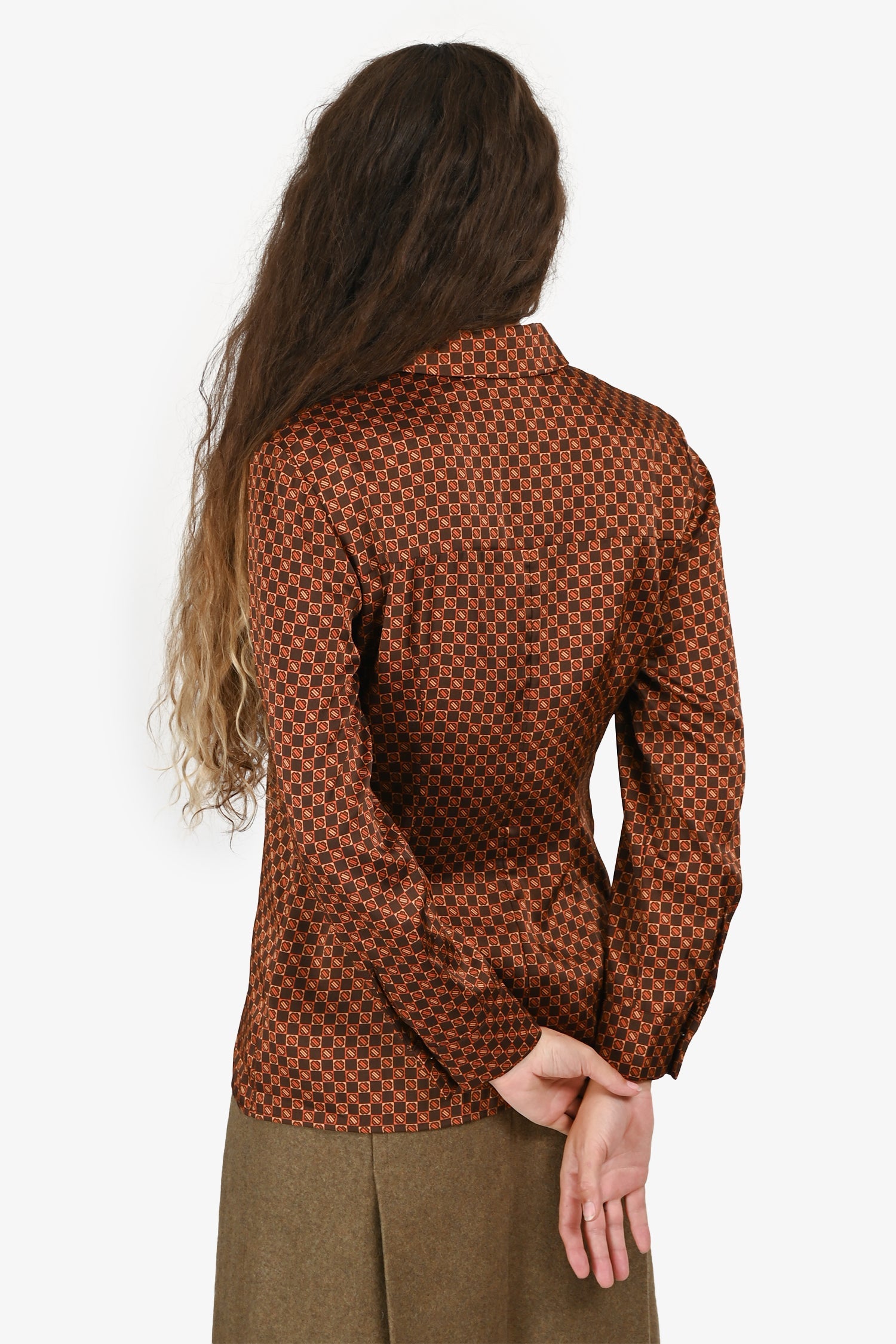 Maje Brown/Orange Button Down Collared Top Size 1