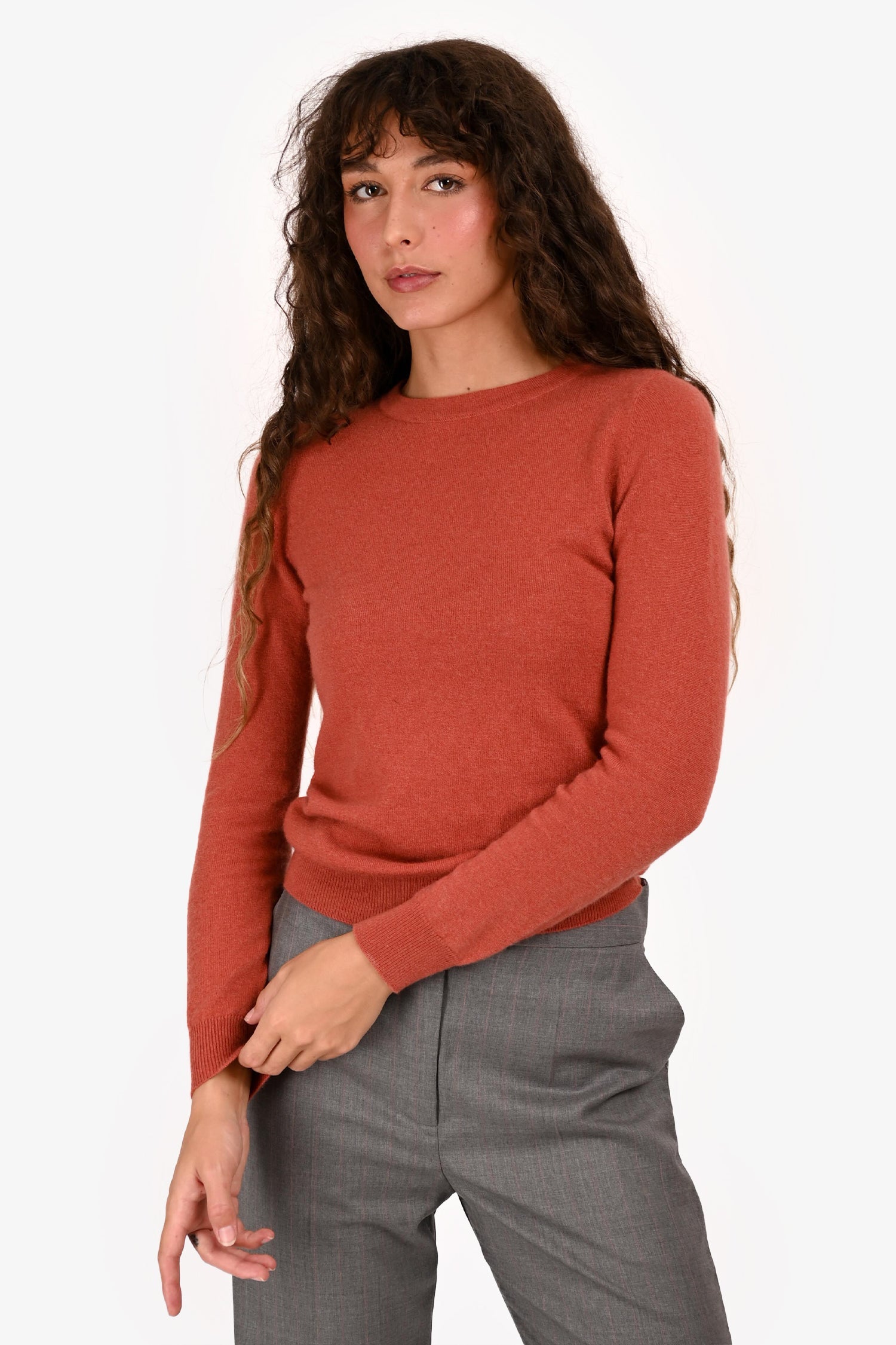 Brunello Cucinelli Burnt Orange Cashmere Bead Embellished Sweater Size XXS