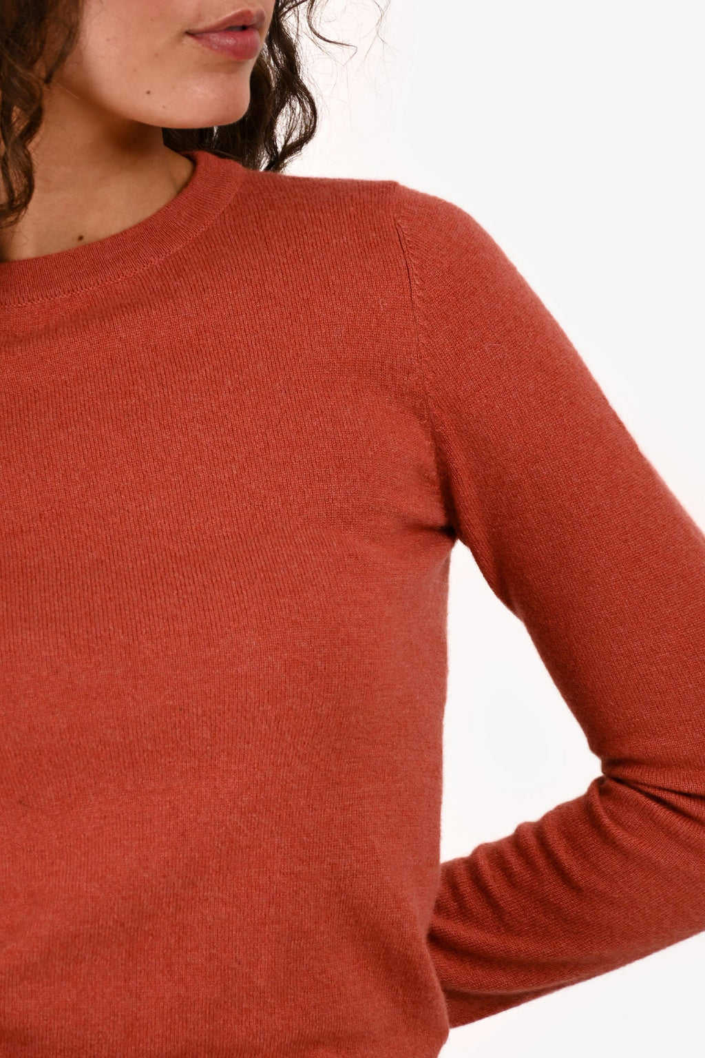 Brunello Cucinelli Burnt Orange Cashmere Bead Embellished Sweater Size XXS