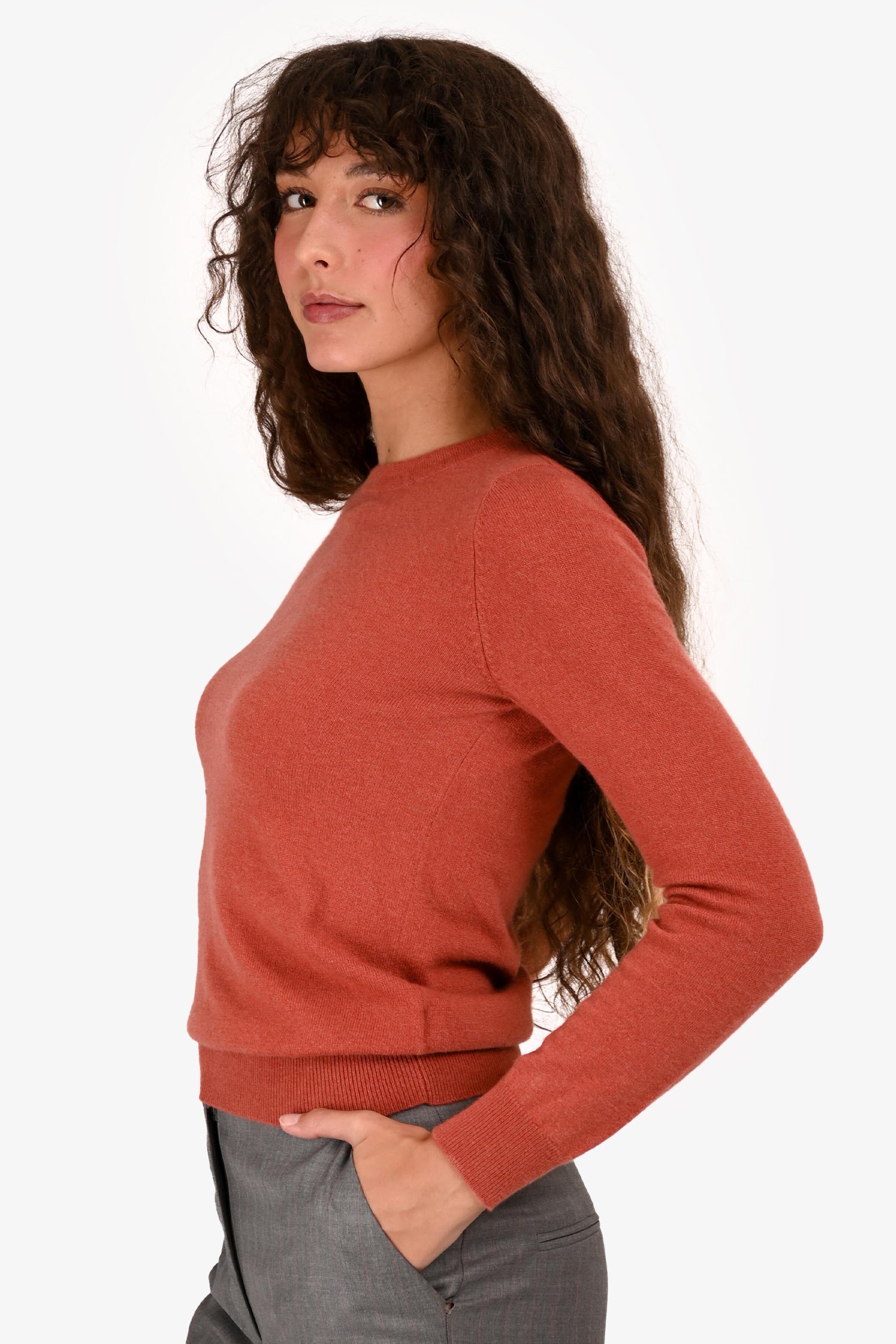 Brunello Cucinelli Burnt Orange Cashmere Bead Embellished Sweater Size XXS