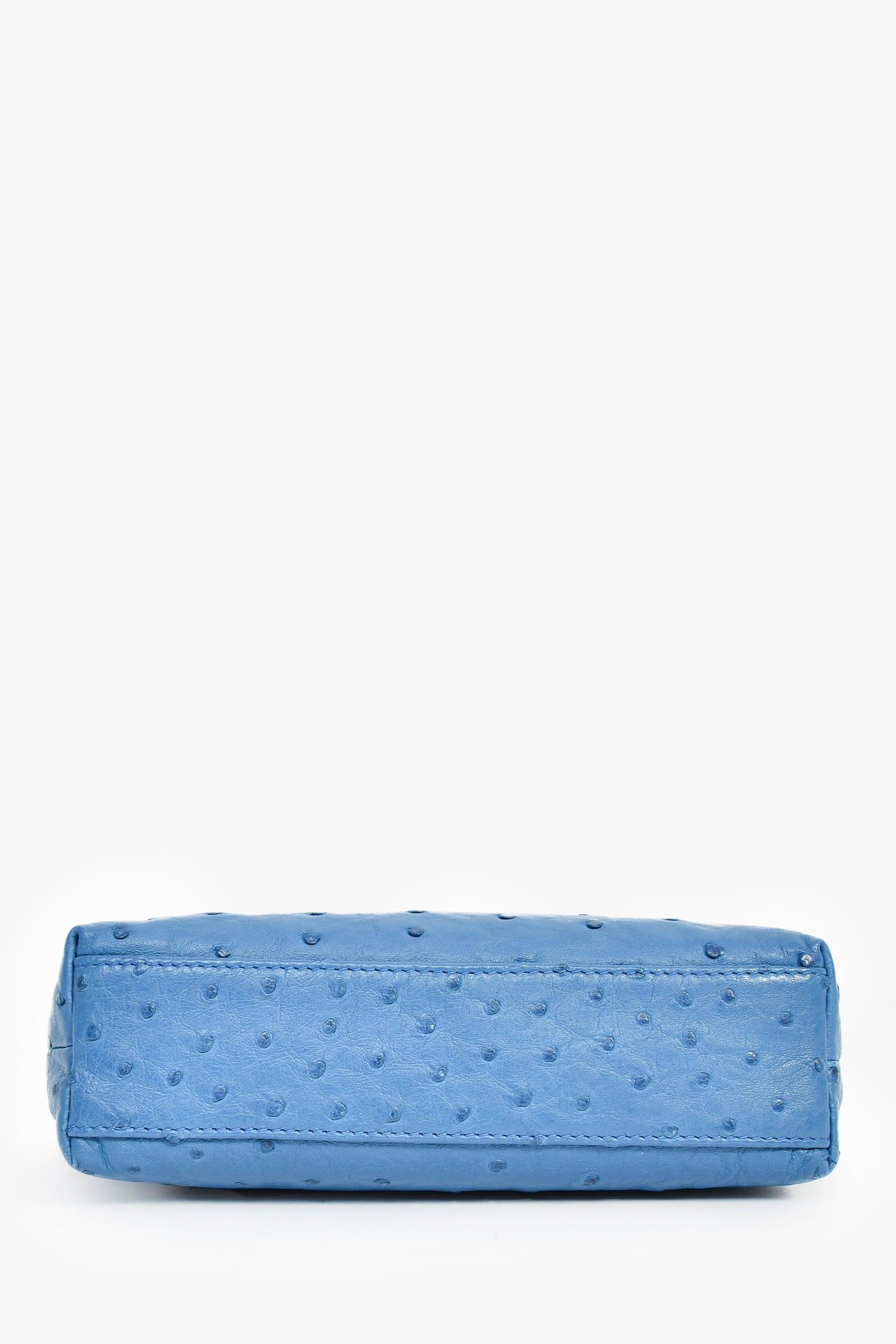 Loro Piana Blue Ostrich Leather L19 Top Handle Bag