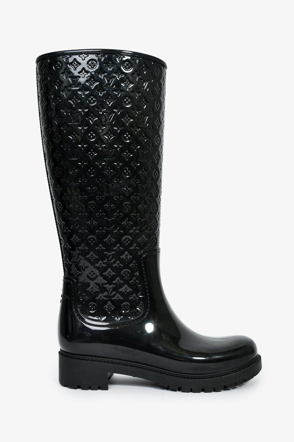 Louis Vuitton Black Rubber Monogram Rain Boots Size 38