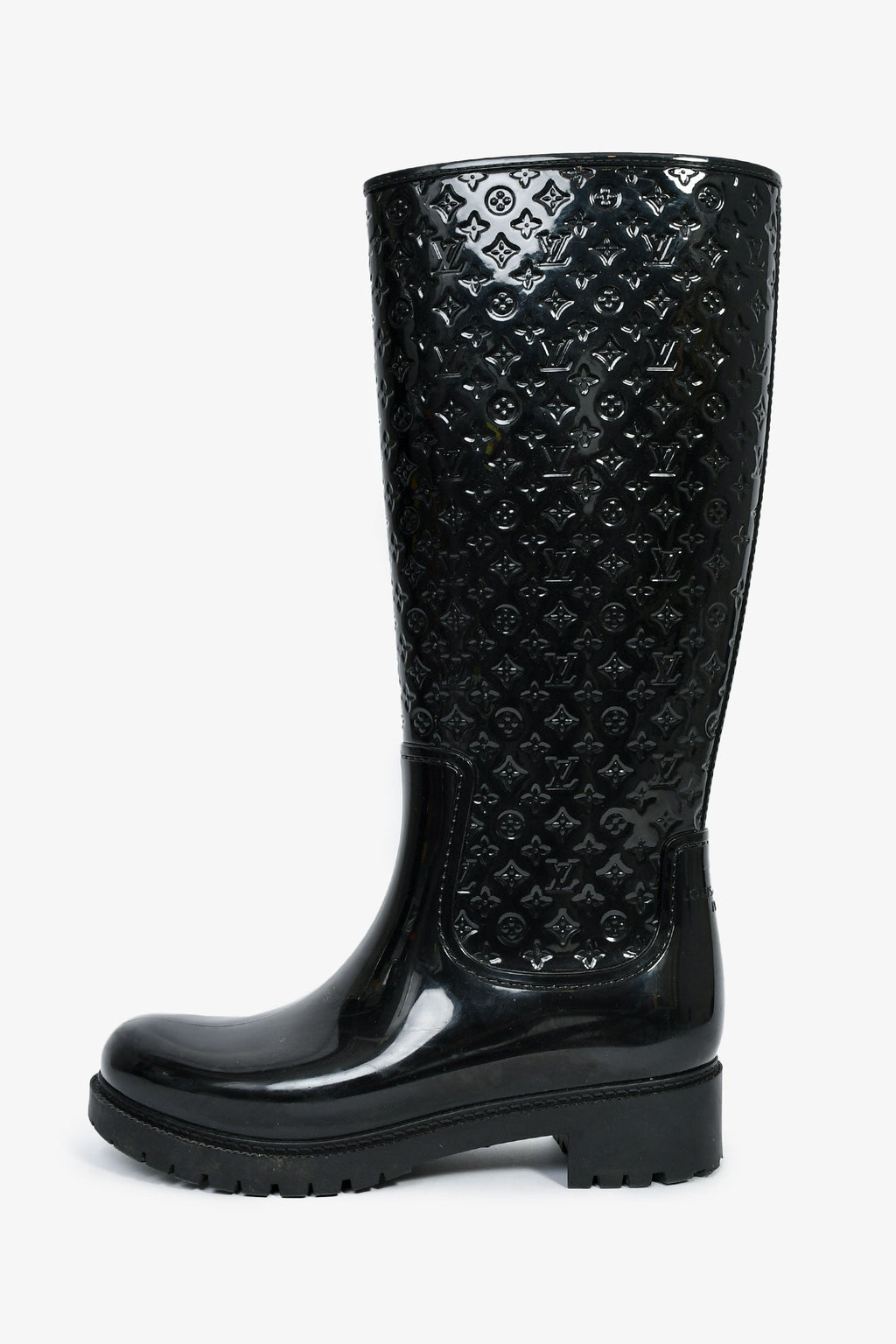 Louis Vuitton Black Rubber Monogram Rain Boots Size 38