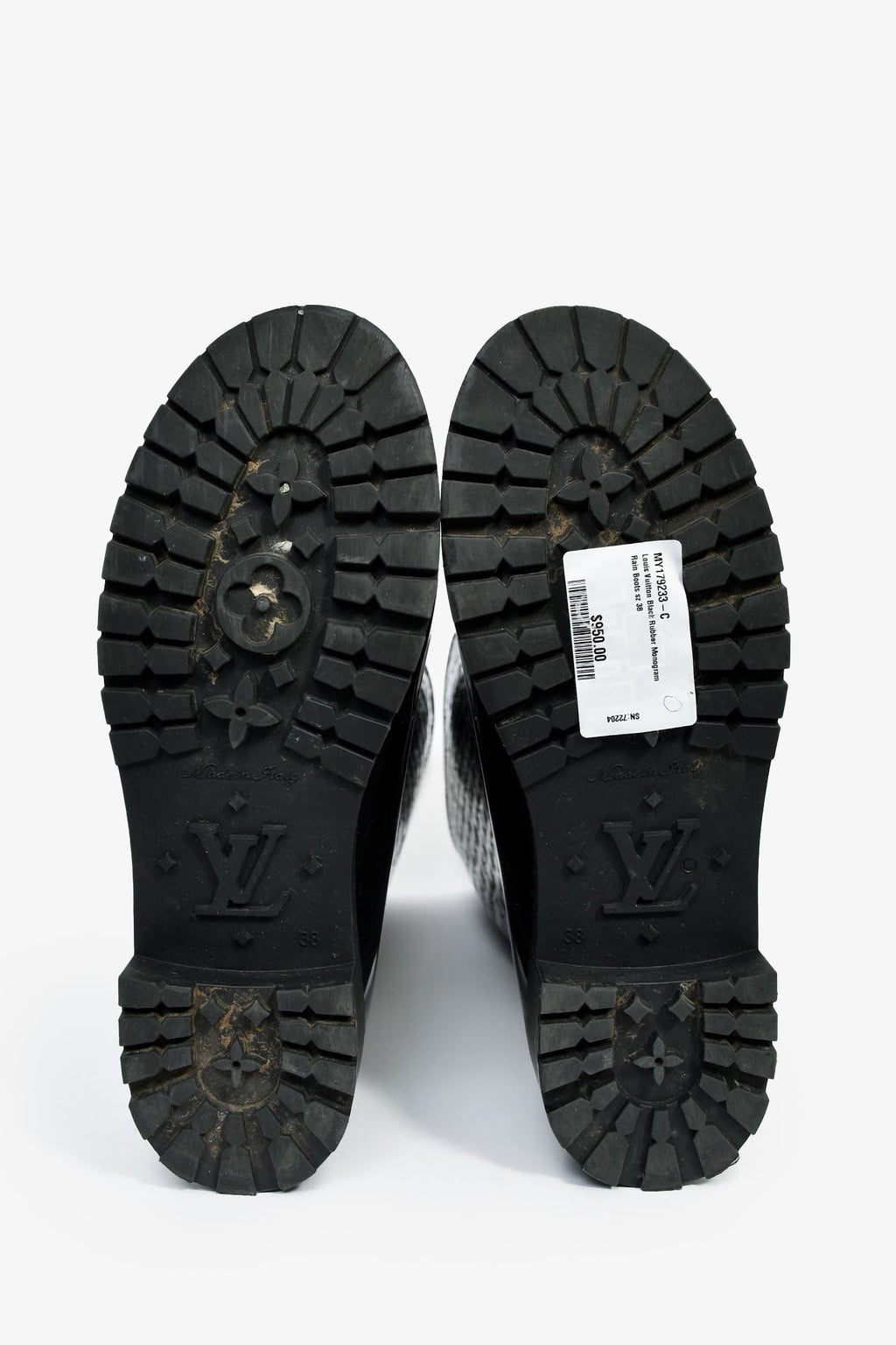 Louis Vuitton Black Rubber Monogram Rain Boots Size 38