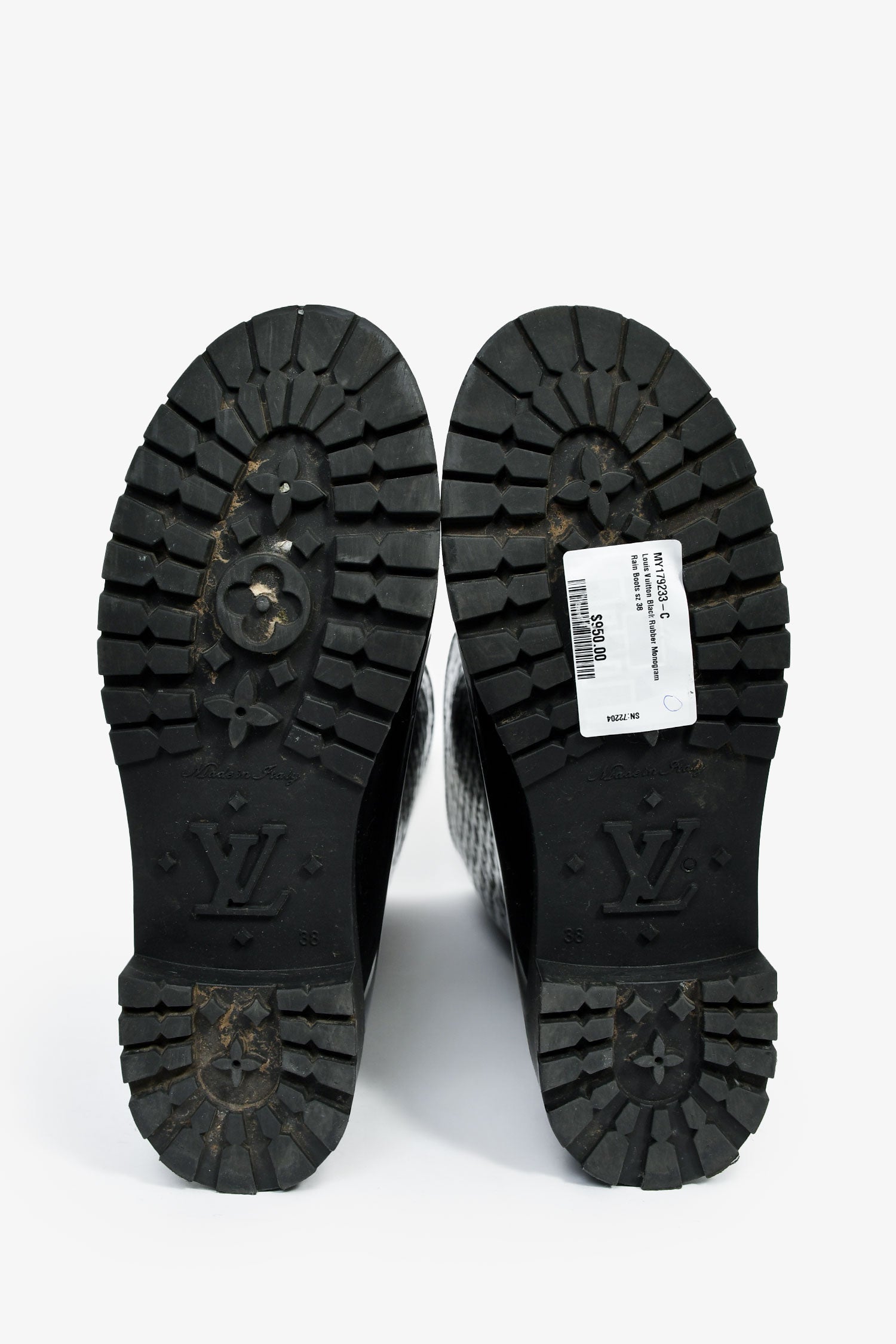 Louis Vuitton Black Rubber Monogram Rain Boots Size 38
