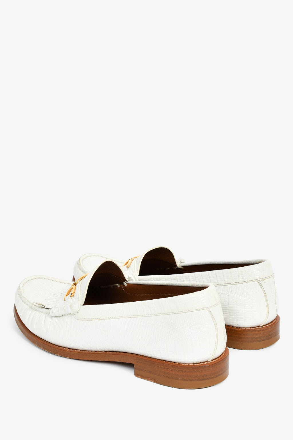 Celine White Triomphe Luco Fringe Loafers Size 38.5