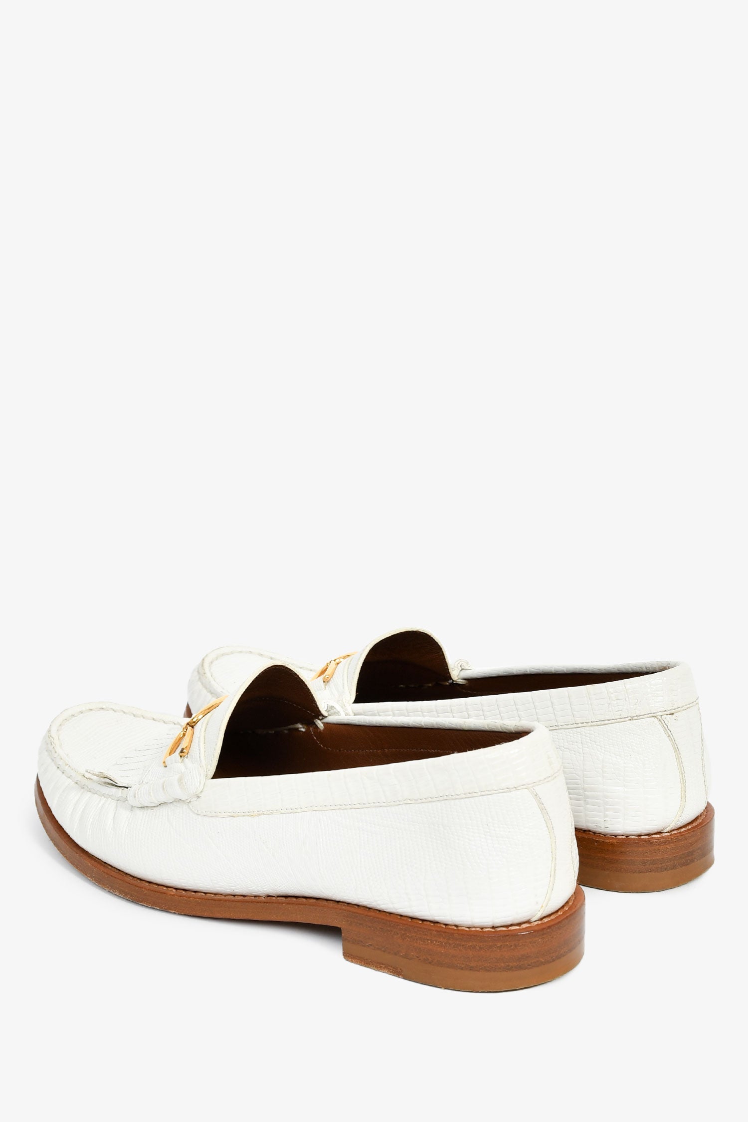 Celine White Triomphe Luco Fringe Loafers Size 38.5