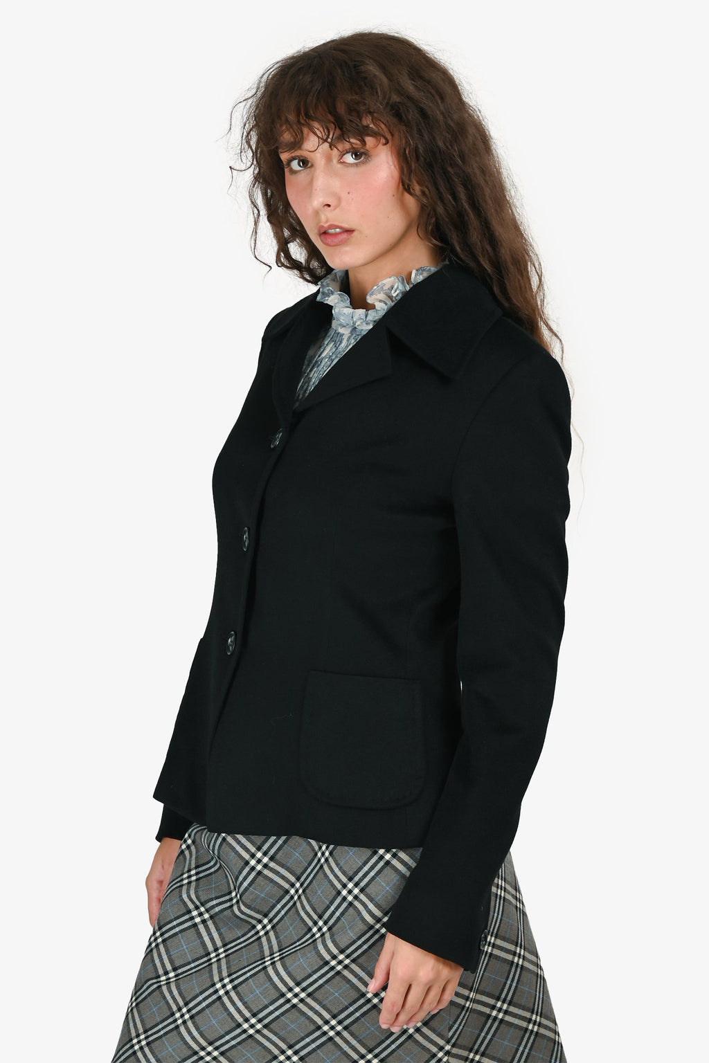 Max Mara Black Camel Hair Single Breasted Light Weight Coat Size 8 US