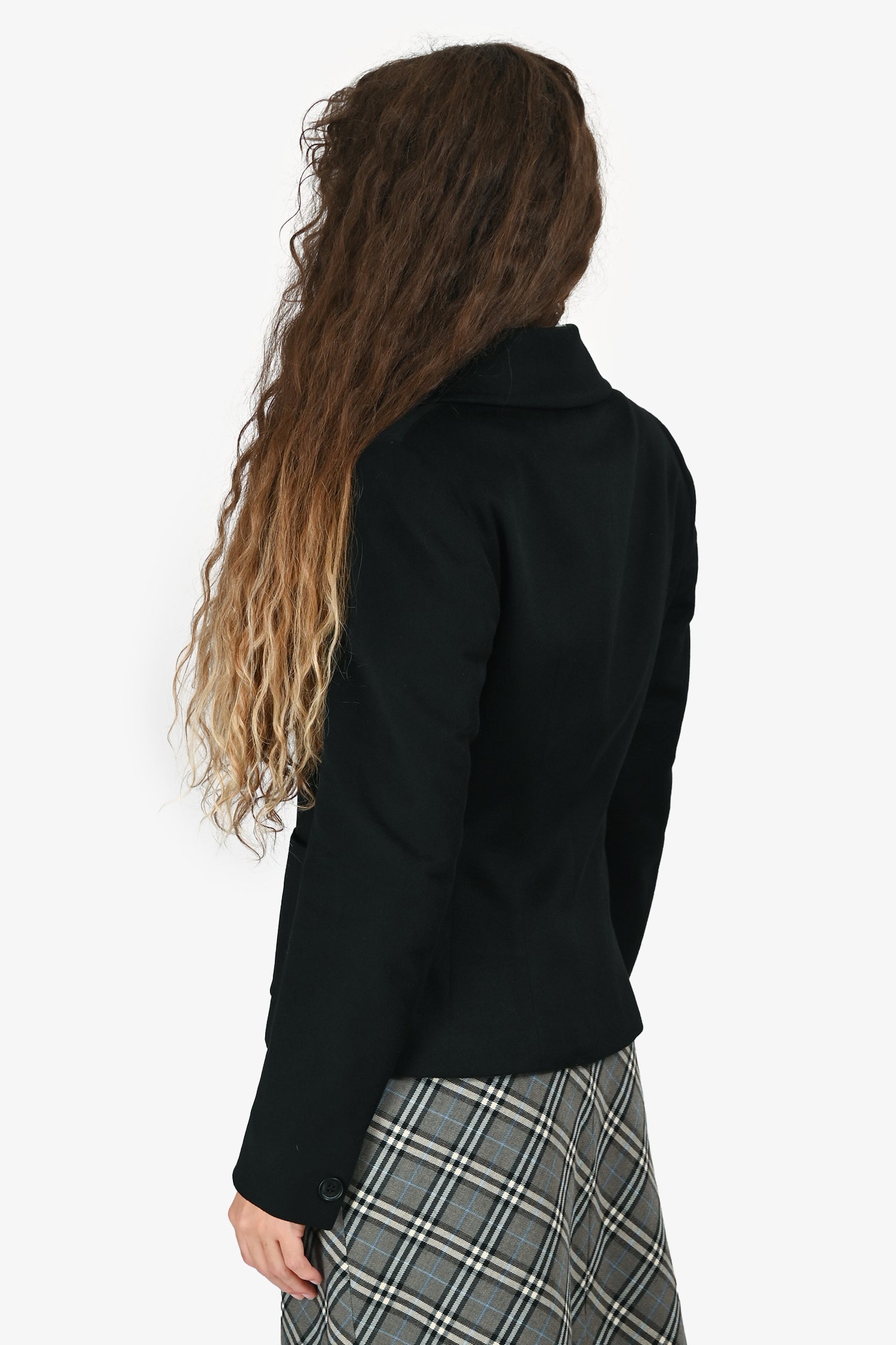 Max Mara Black Camel Hair Single Breasted Light Weight Coat Size 8 US