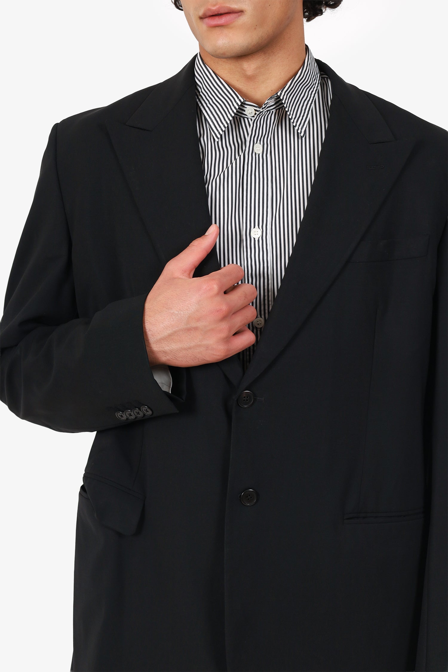 Prada Black Wool Blend Suit Jacket Size 58R Mens