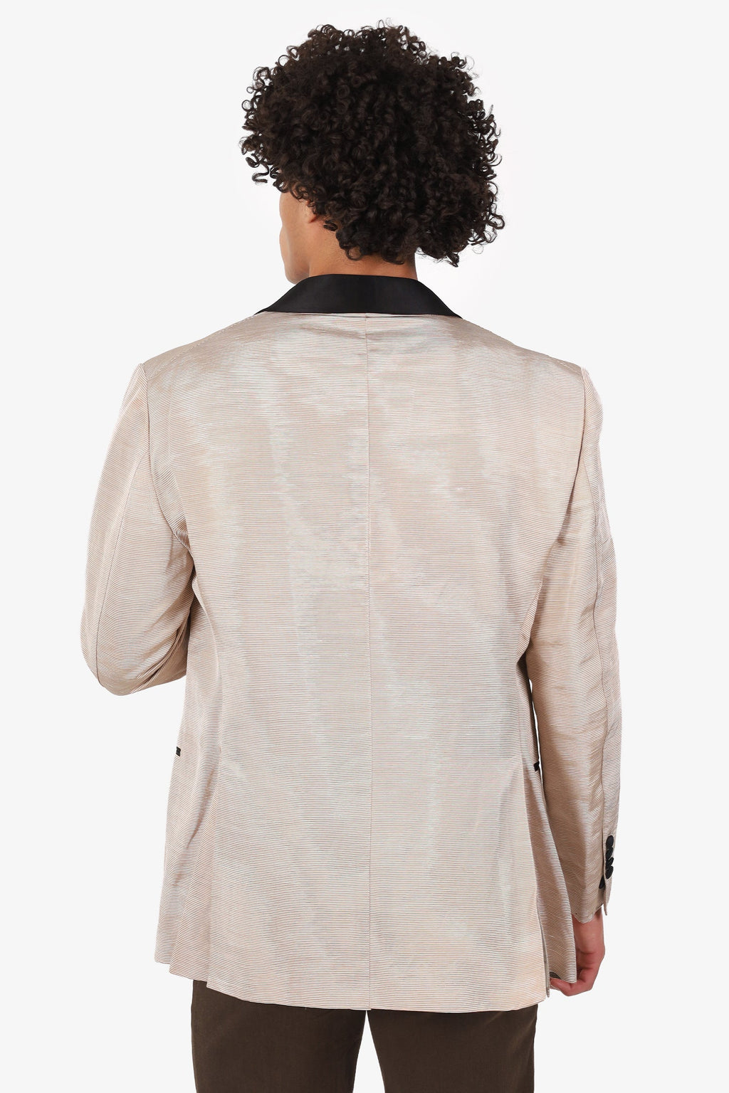 Tom Ford Shiny Beige Cotton Blend Tuxedo Blazer Size 58R Mens