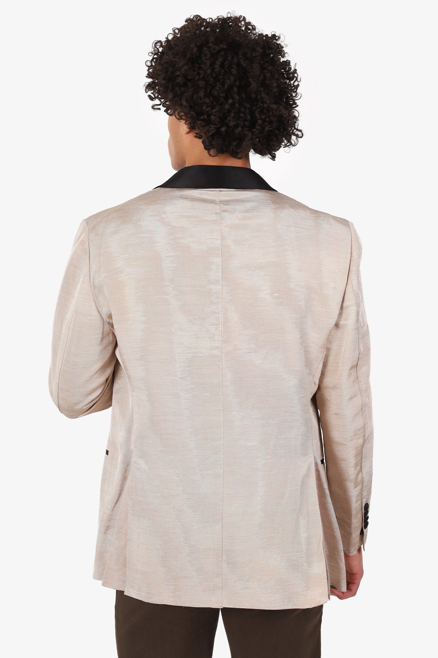 Tom Ford Shiny Beige Cotton Blend Tuxedo Blazer Size 58R Mens