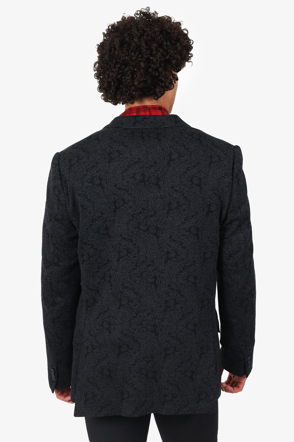 Etro Dark Grey Paisley Print Wool Blazer Estimated Size L Mens