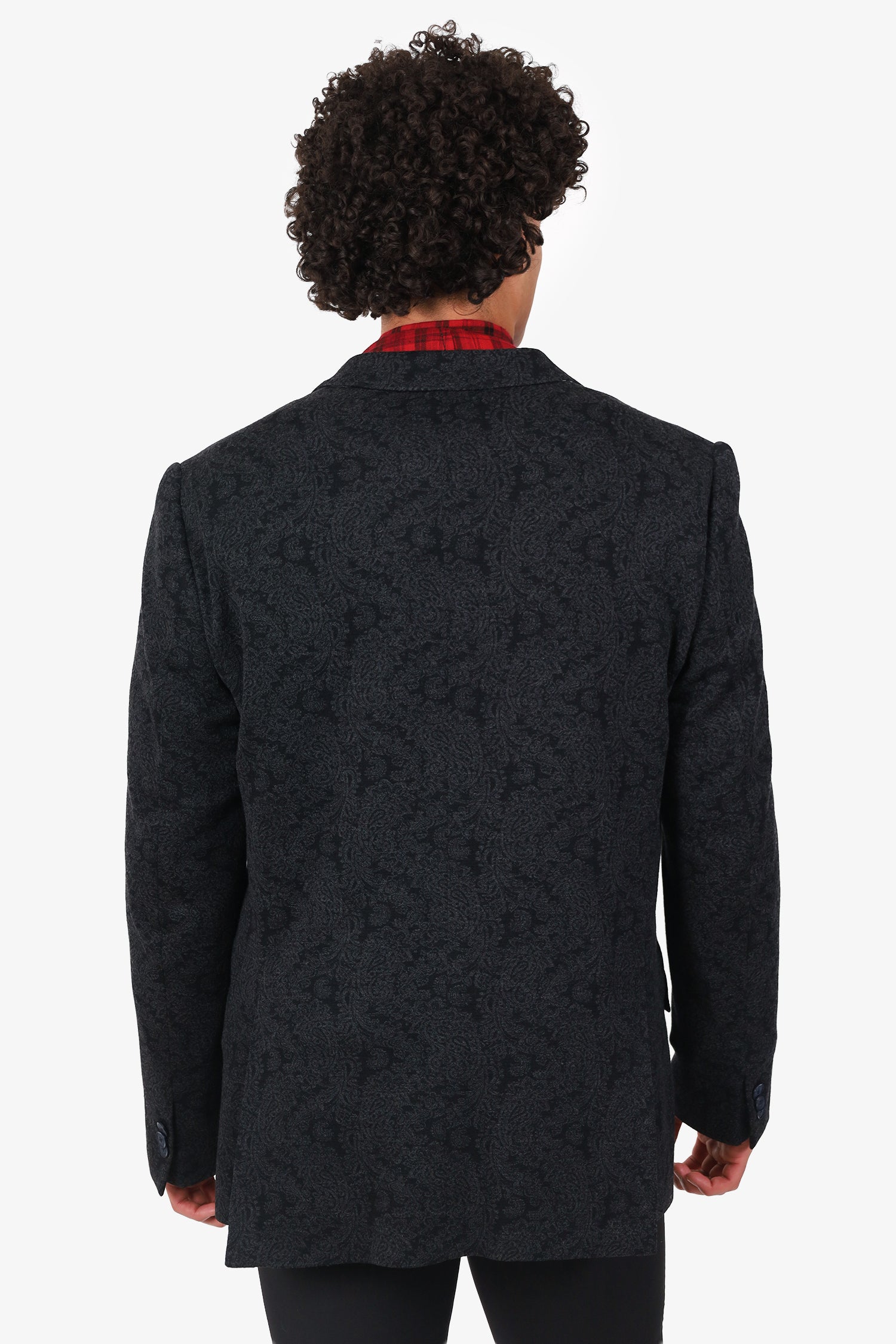 Etro Dark Grey Paisley Print Wool Blazer Estimated Size L Mens